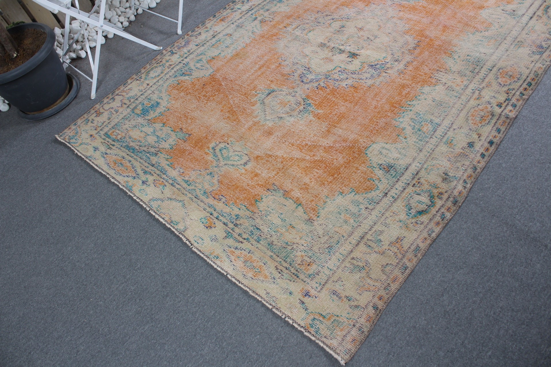 Vintage Rug, 5.2x7.3 ft Area Rug, Turkish Rugs, Oushak Rug, Antique Rug, Orange Oriental Rugs, Boho Area Rug Rugs, Kitchen Rug, Nursery Rug