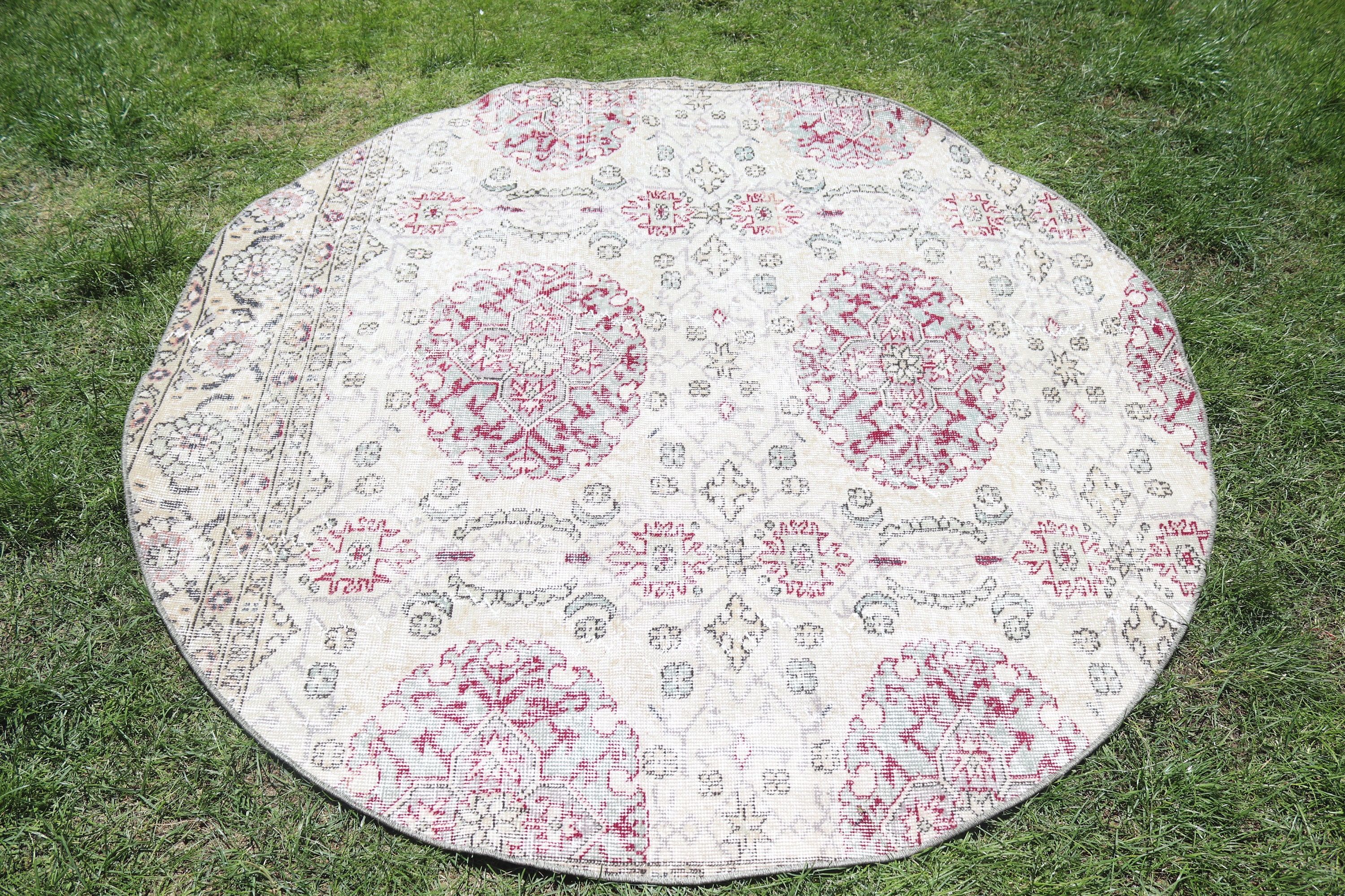 5.3x5.2 ft Alan Halıları, Boho Halıları, Anadolu Halısı, Türk Halıları, Vintage Halı, Yemek Odası Halısı, Bej Modern Halı, İç Mekan Halıları, İç Mekan Halısı