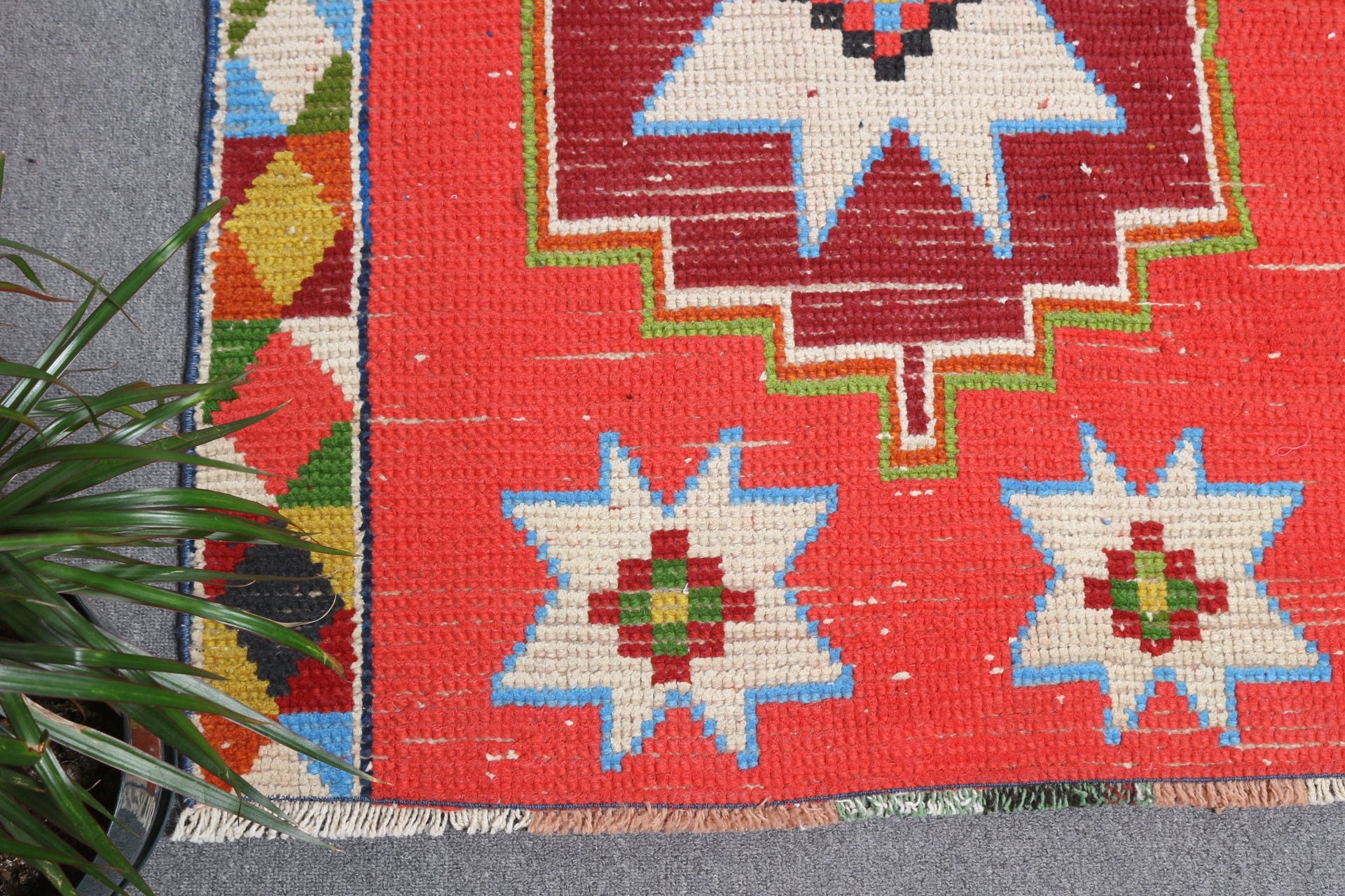Entry Rug, Vintage Rug, Rugs for Kitchen, Antique Rug, Red  3.1x2.6 ft Small Rug, Turkish Rug, Nursery Rugs
