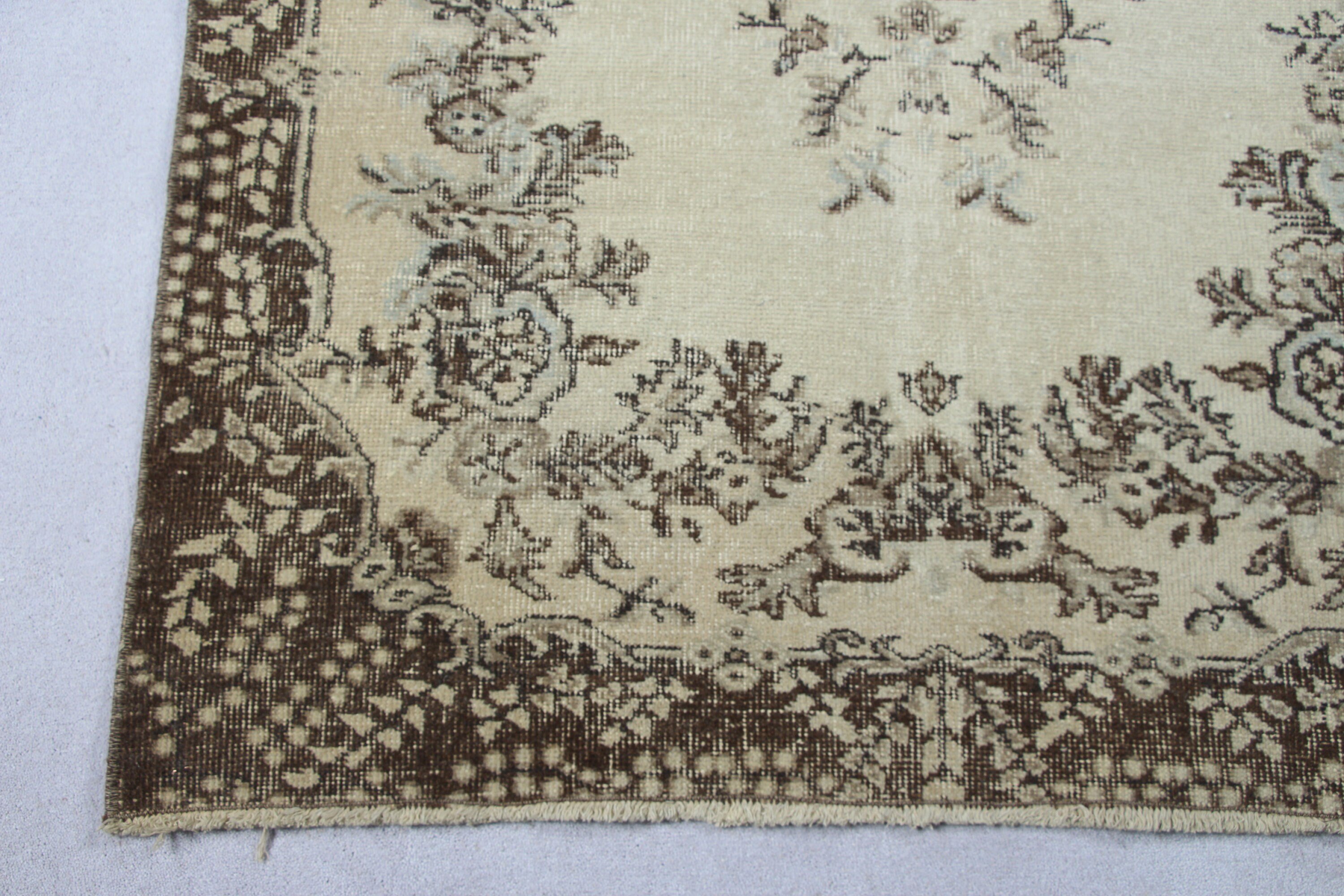 Vintage Rugs, 3.8x6.8 ft Area Rug, Rugs for Kitchen, Indoor Rug, Beige Oushak Rug, Bedroom Rugs, Turkish Rug, Moroccan Rug, Kitchen Rugs