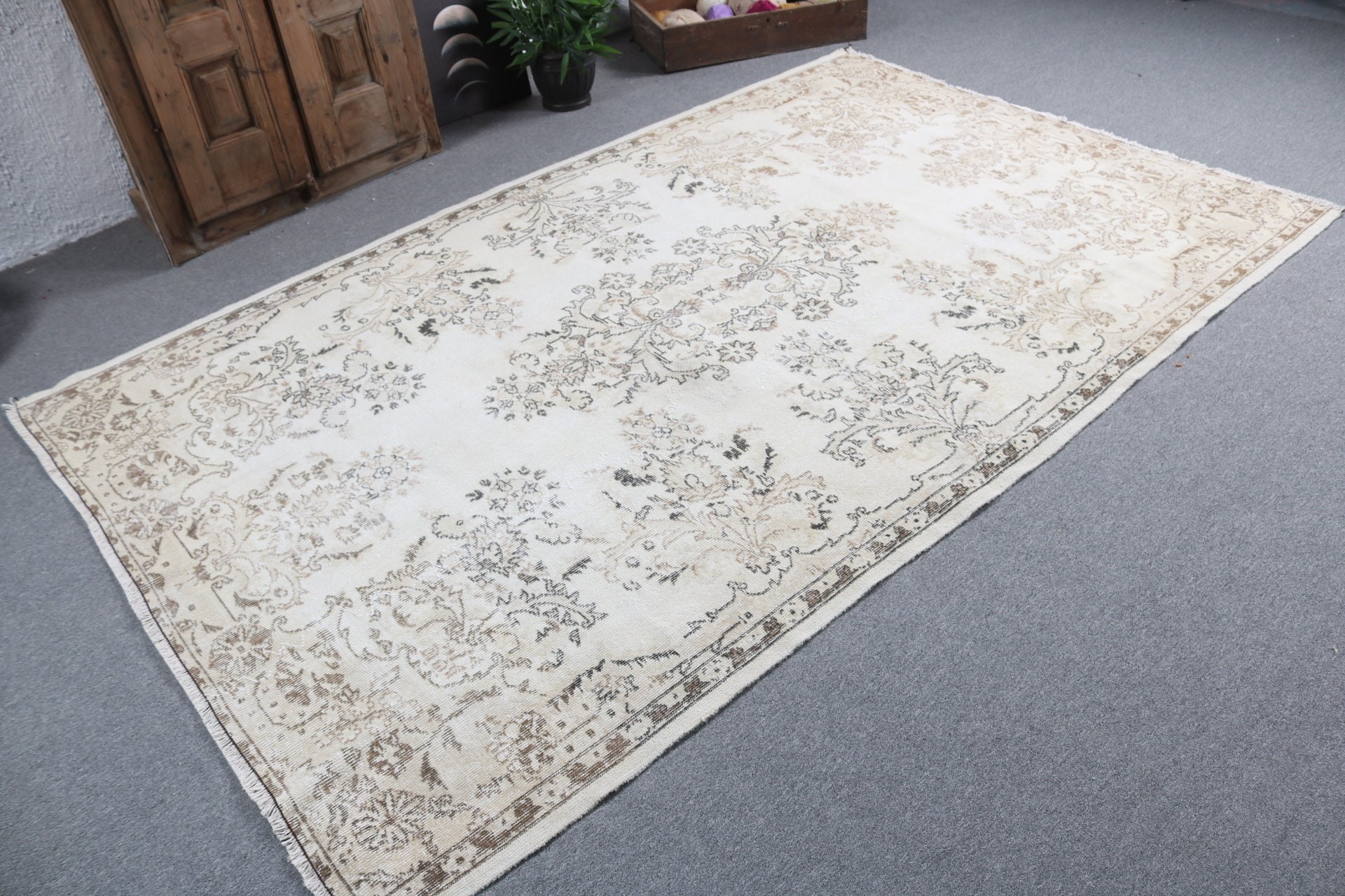 Büyük Boho Halılar, Bej Geometrik Halılar, Yemek Odası Halısı, 5.6x8.8 ft Büyük Halılar, Anadolu Halıları, El Dokuma Halılar, Vintage Halılar, Türk Halıları