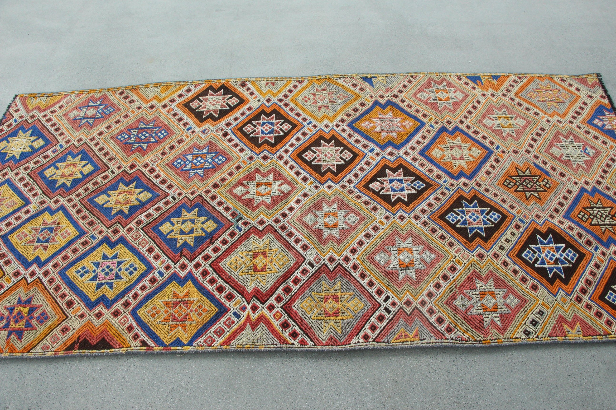 Natural Rug, Rainbow Kitchen Rugs, Indoor Rug, Turkish Rugs, 3.9x8.1 ft Area Rug, Living Room Rugs, Oushak Rug, Bedroom Rugs, Vintage Rug