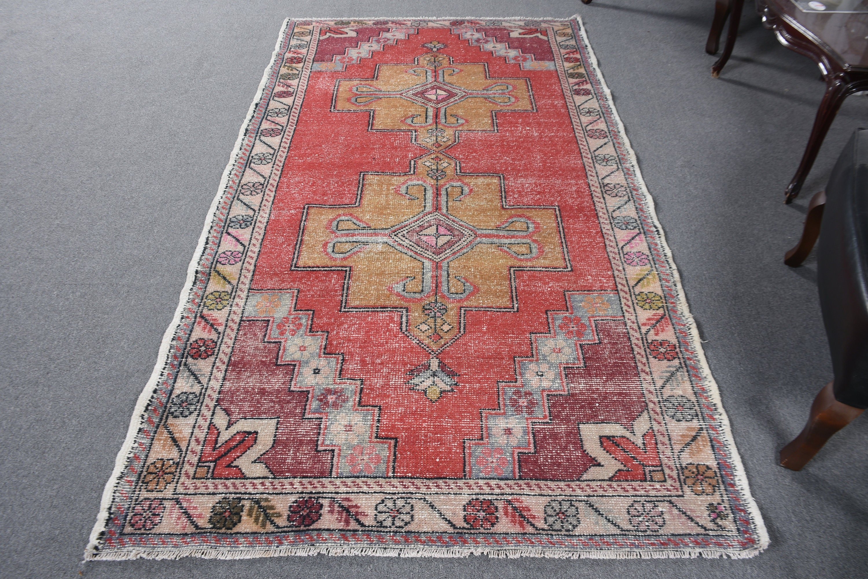 Red Moroccan Rug, Living Room Rug, Floor Rugs, Oriental Rugs, Vintage Rug, Dining Room Rug, Turkish Rugs, 4.4x8.1 ft Area Rug, Exotic Rugs