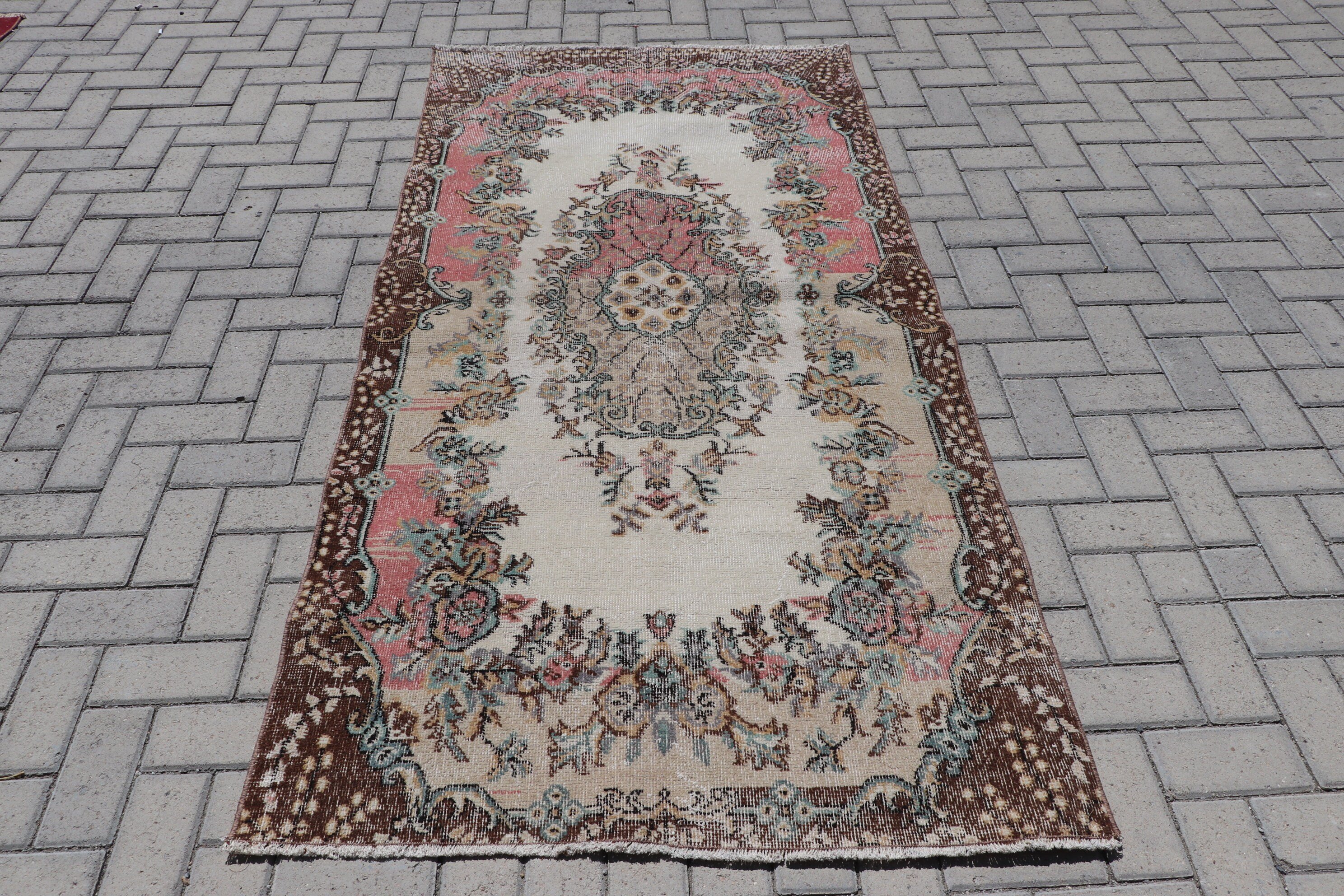 Vintage Rug, Kitchen Rug, Turkish Rug, Cool Rug, Brown Anatolian Rug, Bedroom Rug, 3.6x7.3 ft Area Rugs, Floor Rug, Rugs for Kitchen