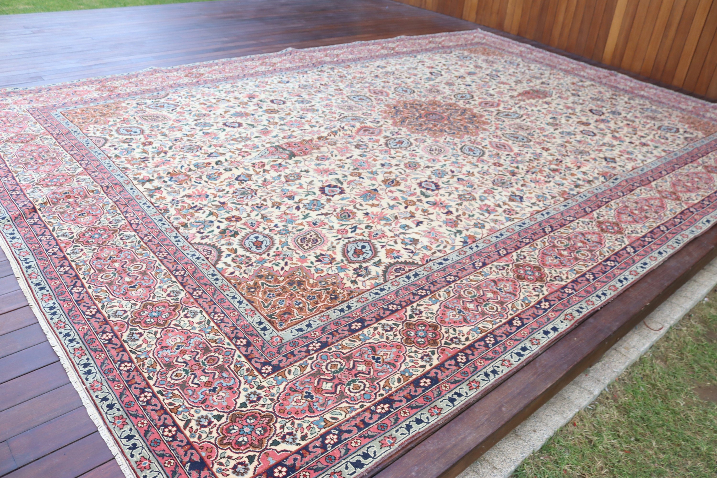 Mutfak Halısı, Sanatsal Halılar, Türk Halıları, Bej Açıklama Halısı, El Dokuma Halıları, Büyük Boy Türk Halısı, Vintage Halı, 10.1x14.6 ft Büyük Boy Halı