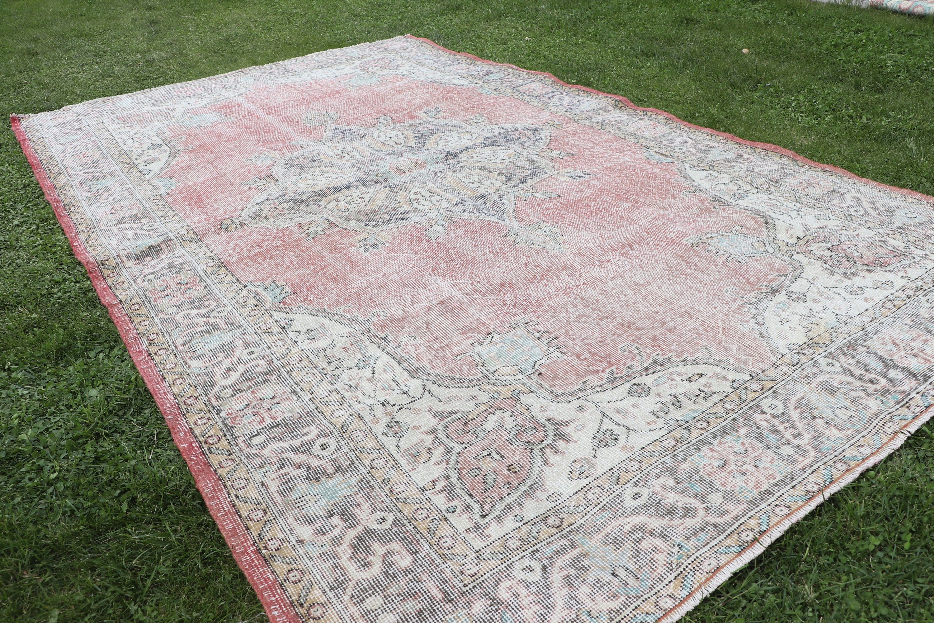 Türk Halısı, Ofis Halısı, 6x9.7 ft Büyük Halı, Vintage Halılar, El Dokuma Halı, Büyük Boho Halısı, Yatak Odası Halıları, Kırmızı Oryantal Halılar, Boho Halıları