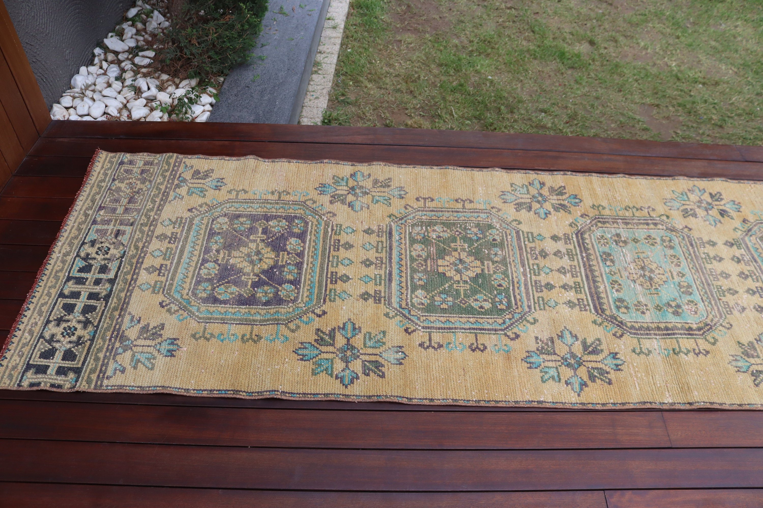 Hallway Rug, Yellow Cool Rug, Neutral Rugs, 2.7x10.6 ft Runner Rugs, Vintage Rug, Bedroom Rugs, Turkish Rugs, Long Runner Rugs, Outdoor Rug