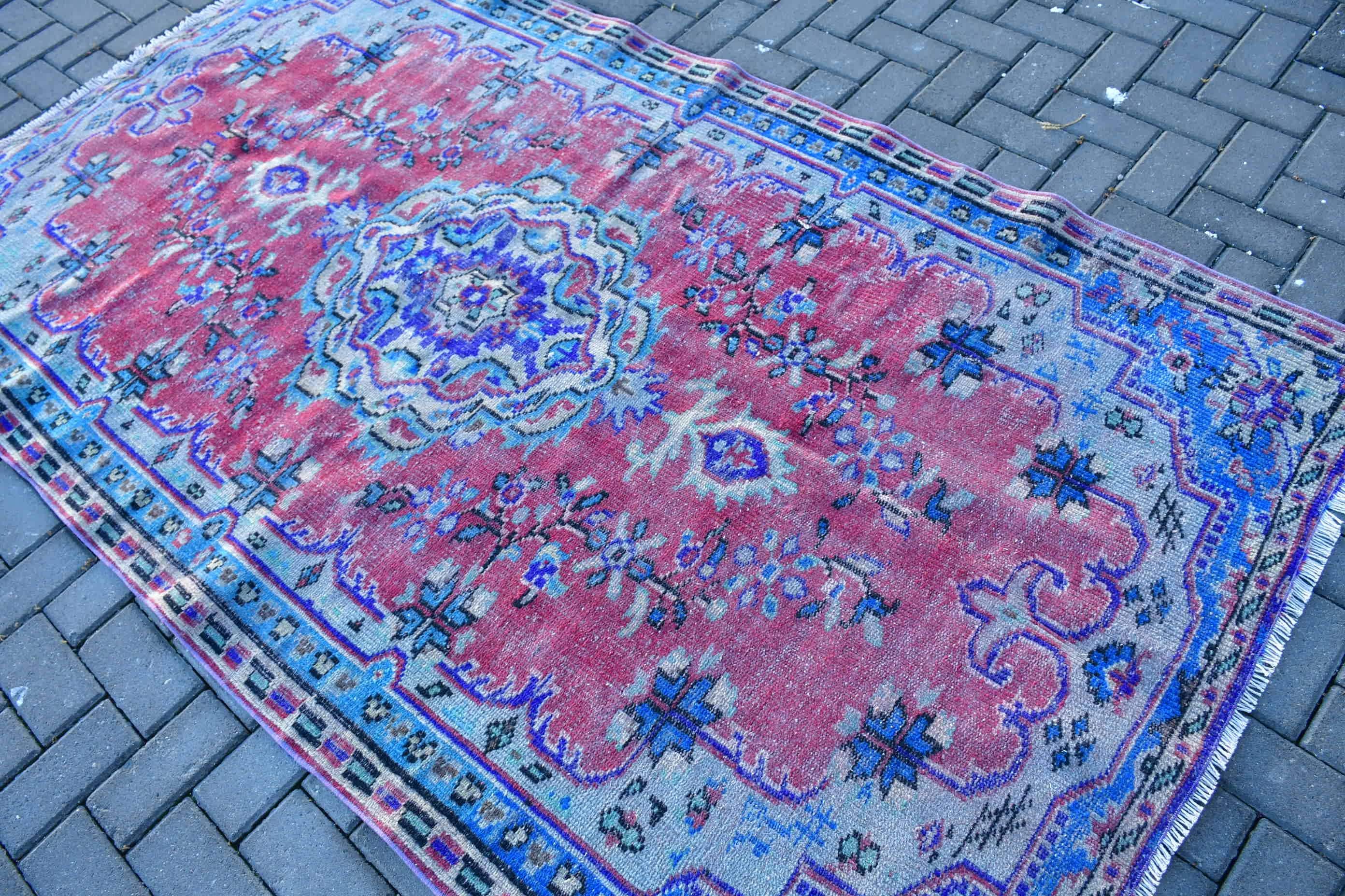 4.5x7.8 ft Area Rugs, Red Cool Rug, Rugs for Living Room, Bedroom Rug, Antique Rug, Turkish Rugs, Moroccan Rug, Vintage Rug, Floor Rug