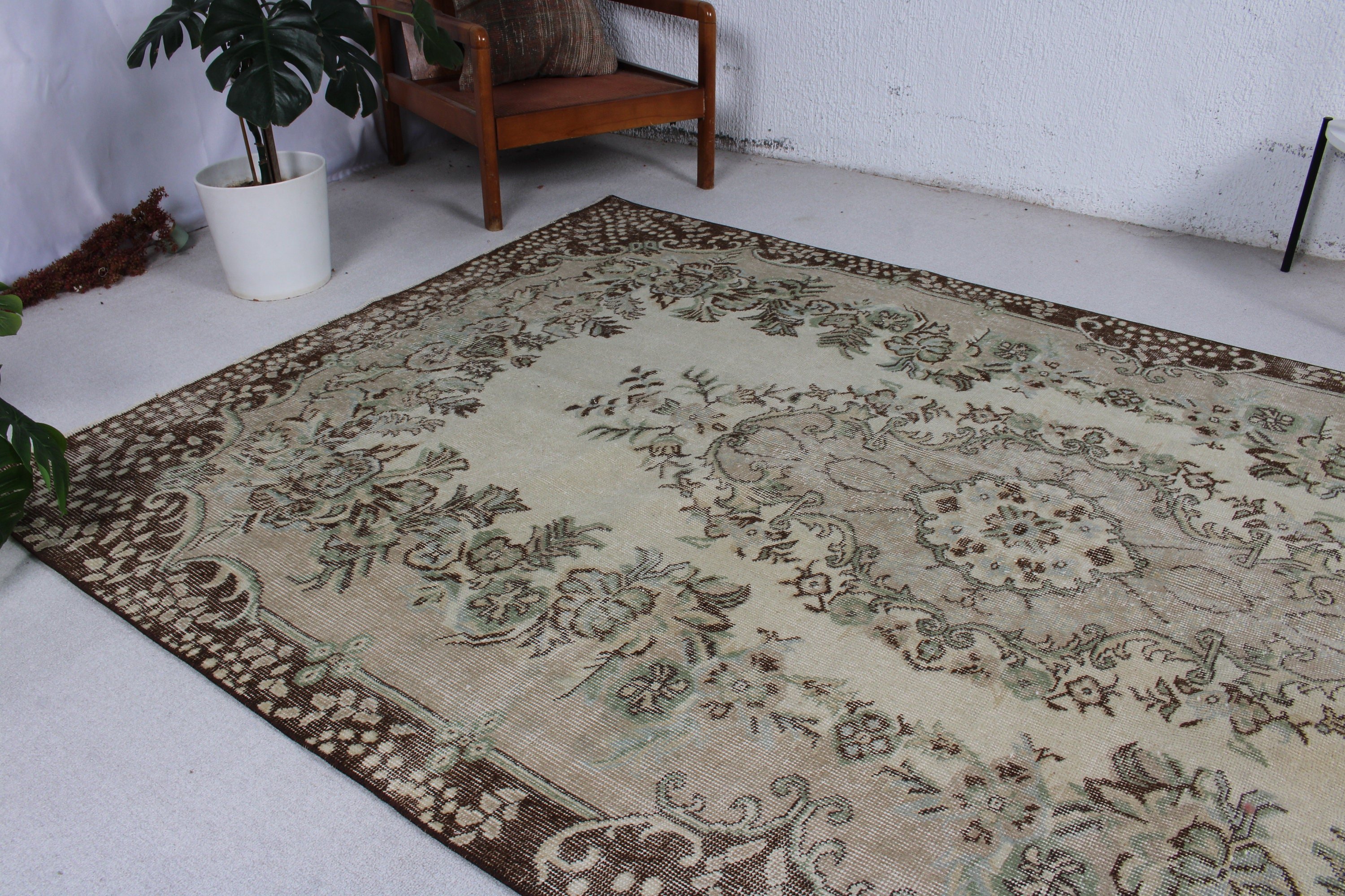 Yemek Odası Halısı, Bej Soğuk Halı, Oryantal Halılar, Vintage Halı, Oturma Odası Halısı, 5,7x9,4 ft Büyük Halılar, Etnik Halı, Türk Halıları