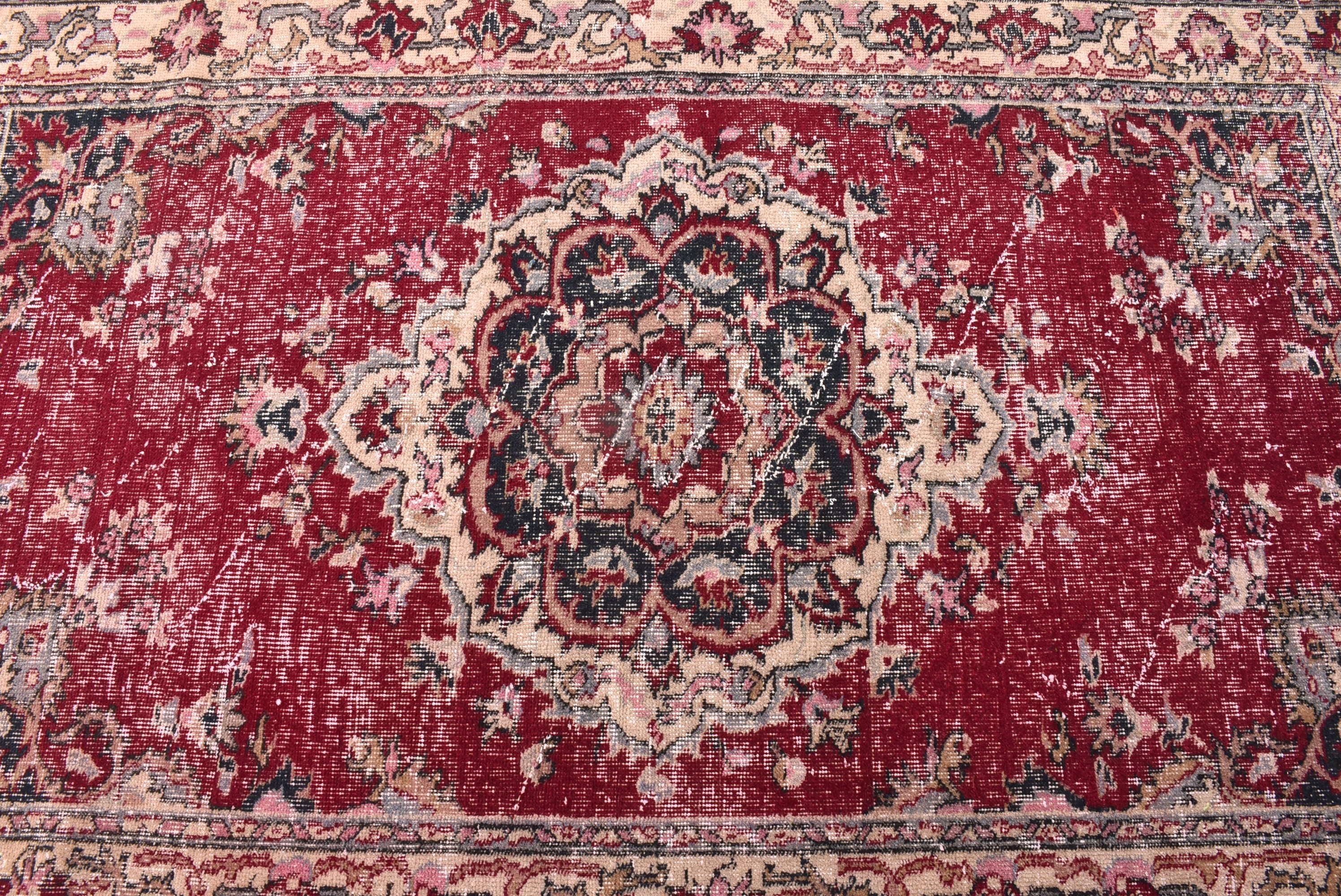 Yemek Odası Halısı, Modern Halı, Boho Halı, Vintage Alan Halıları, Vintage Halılar, 4.1x6.7 ft Alan Halısı, Kırmızı Modern Halılar, Lüks Halı, Türk Halıları