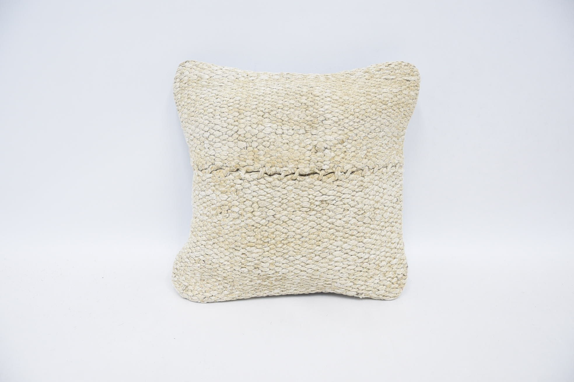 Bohemian Cushion Pillow Sham, Kilim Rug Pillow Sham, Handmade Kilim Cushion, Turkish Pillow, Vintage Pillow, 12"x12" White Cushion