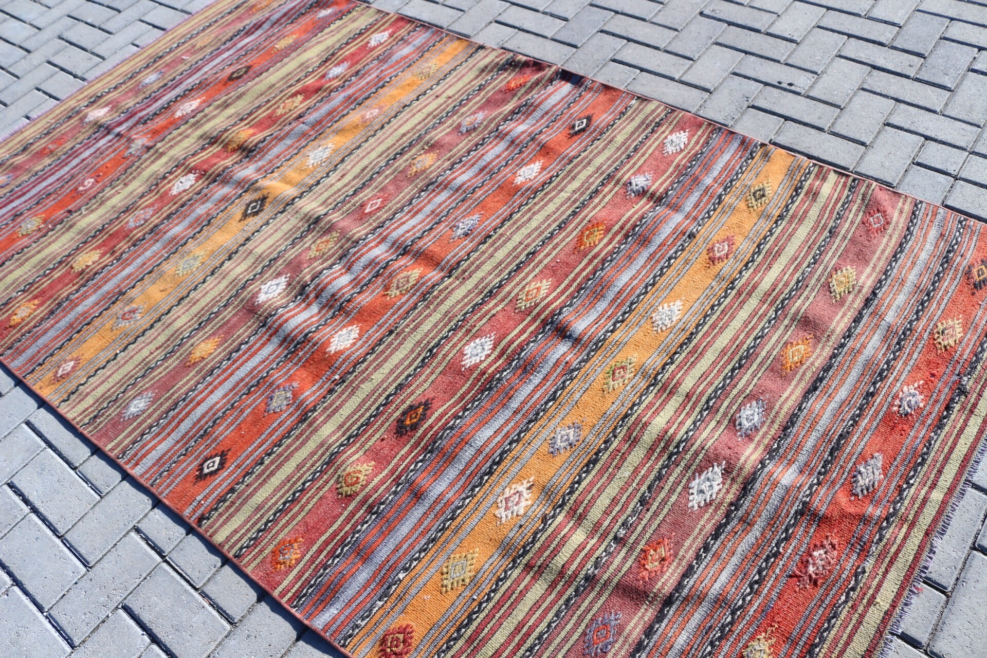 Turkish Rugs, Vintage Rugs, Oriental Rugs, Green Home Decor Rugs, Rugs for Kitchen, Kilim, Indoor Rug, 4.7x8.3 ft Area Rugs, Bedroom Rugs