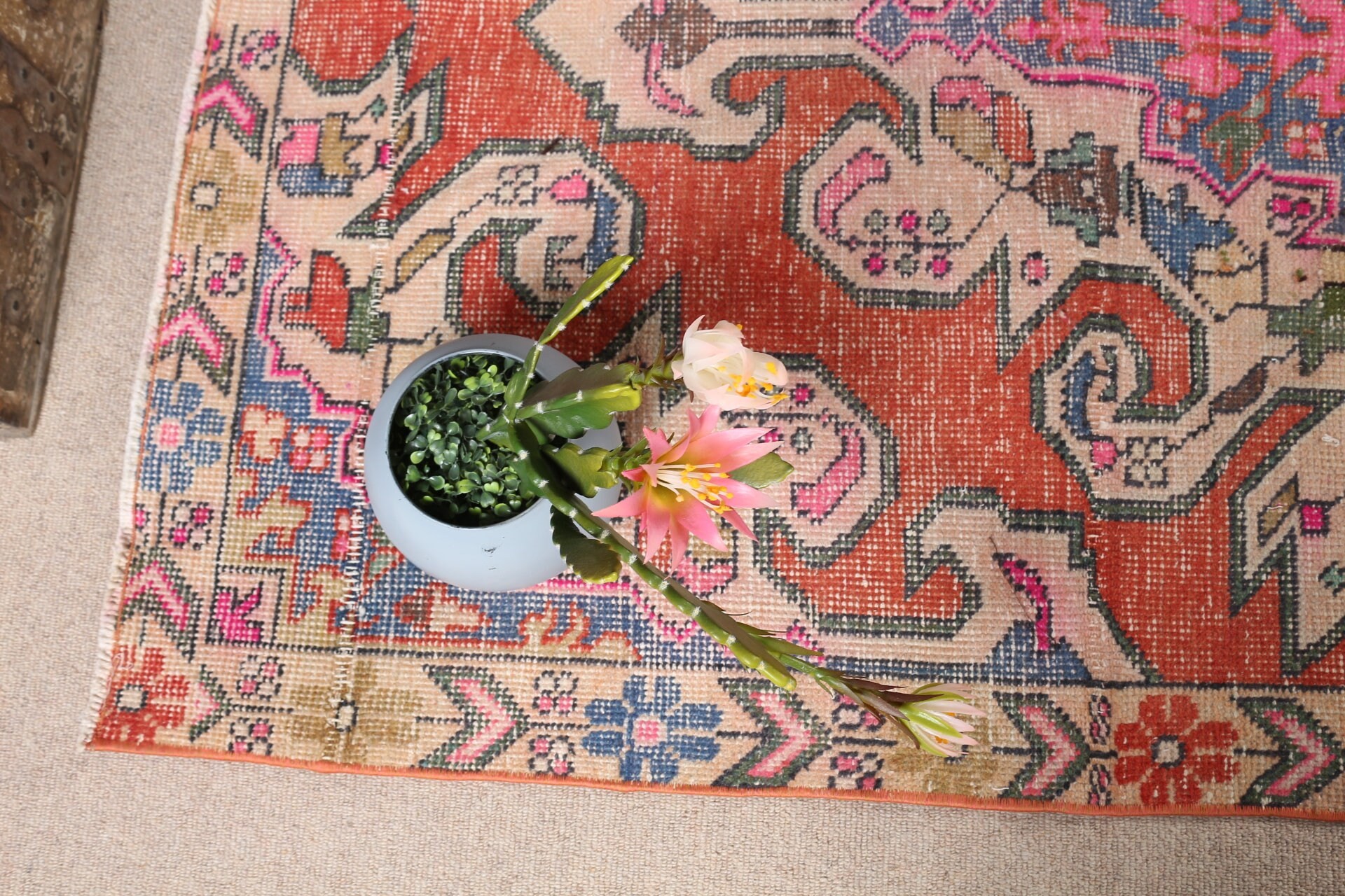 Turkish Rug, 4x6.8 ft Area Rug, Red Floor Rug, Vintage Rug, Nursery Rug, Rugs for Bedroom, Dining Room Rug, Bedroom Rug, Antique Rug