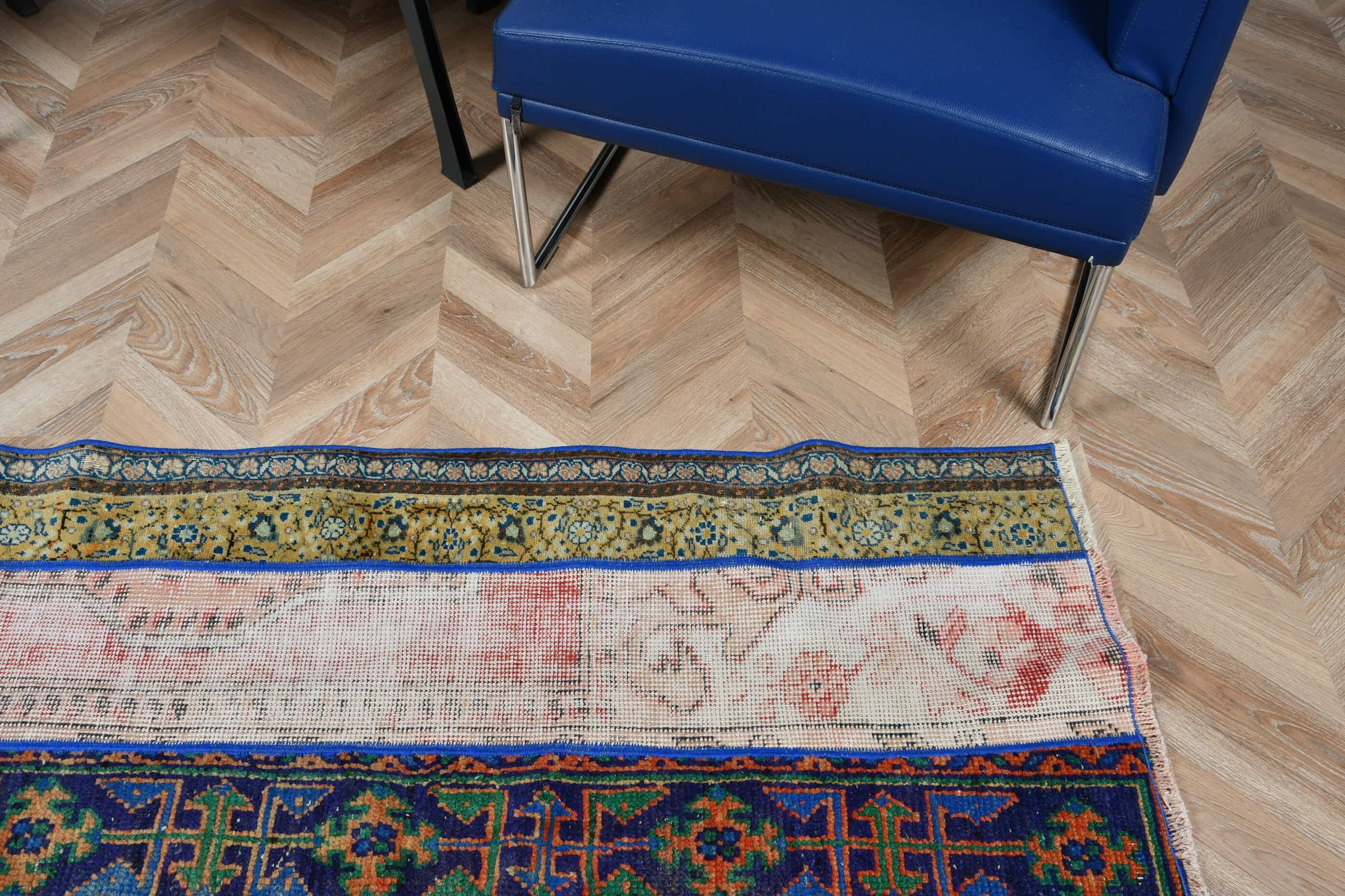 Stair Rug, Turkish Rug, Oushak Rug, Blue  2x6.3 ft Runner Rugs, Flatweave Rug, Rugs for Stair, Oriental Rug, Vintage Rug