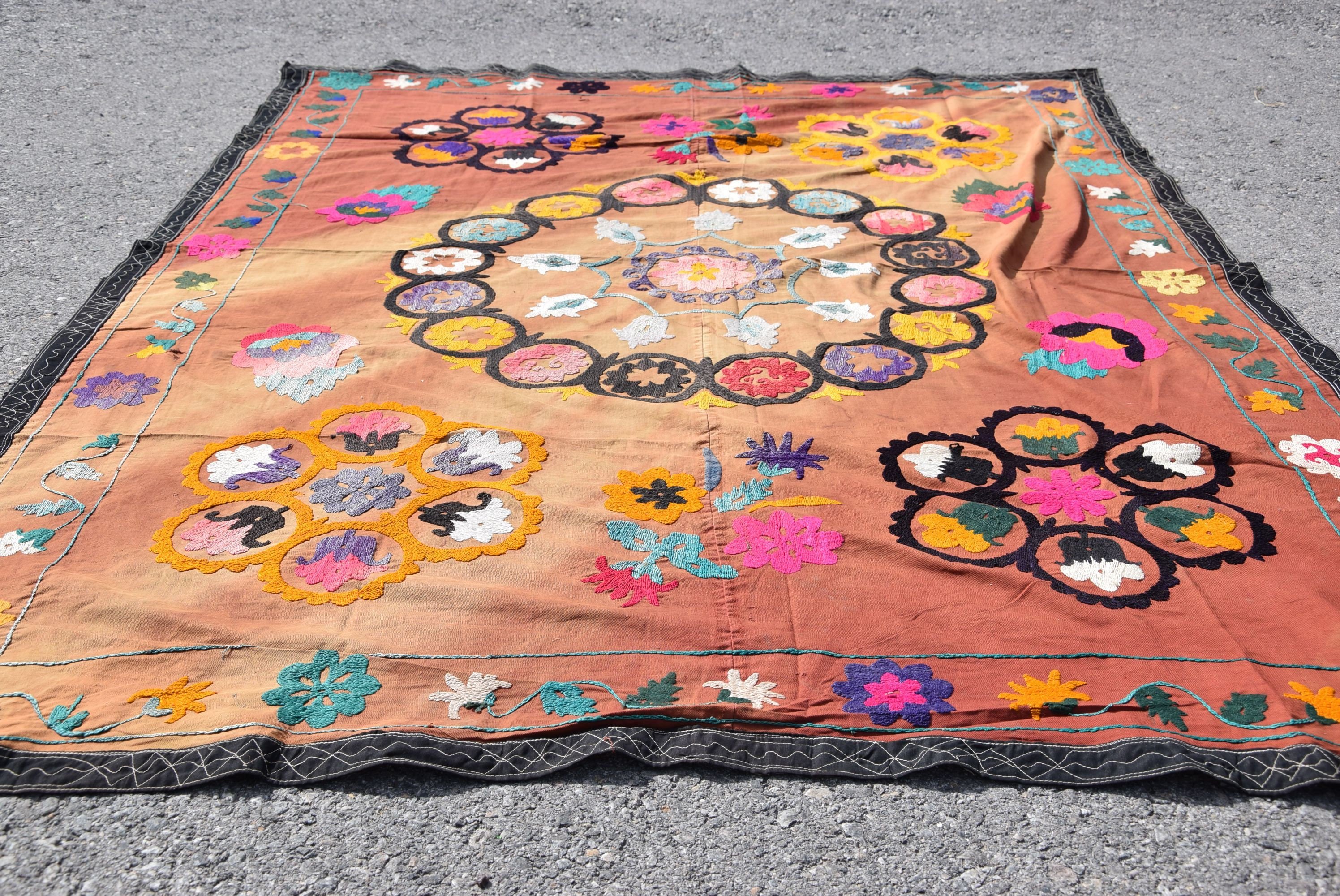 4.9x6.5 ft Alan Kilimi, Kilim, Alan Kilimleri, Türk Halıları, Vintage Halılar, Turuncu Anadolu Halısı, Yün Halı, Sanat Halısı, Yatak Odası Halısı, Anadolu Halısı