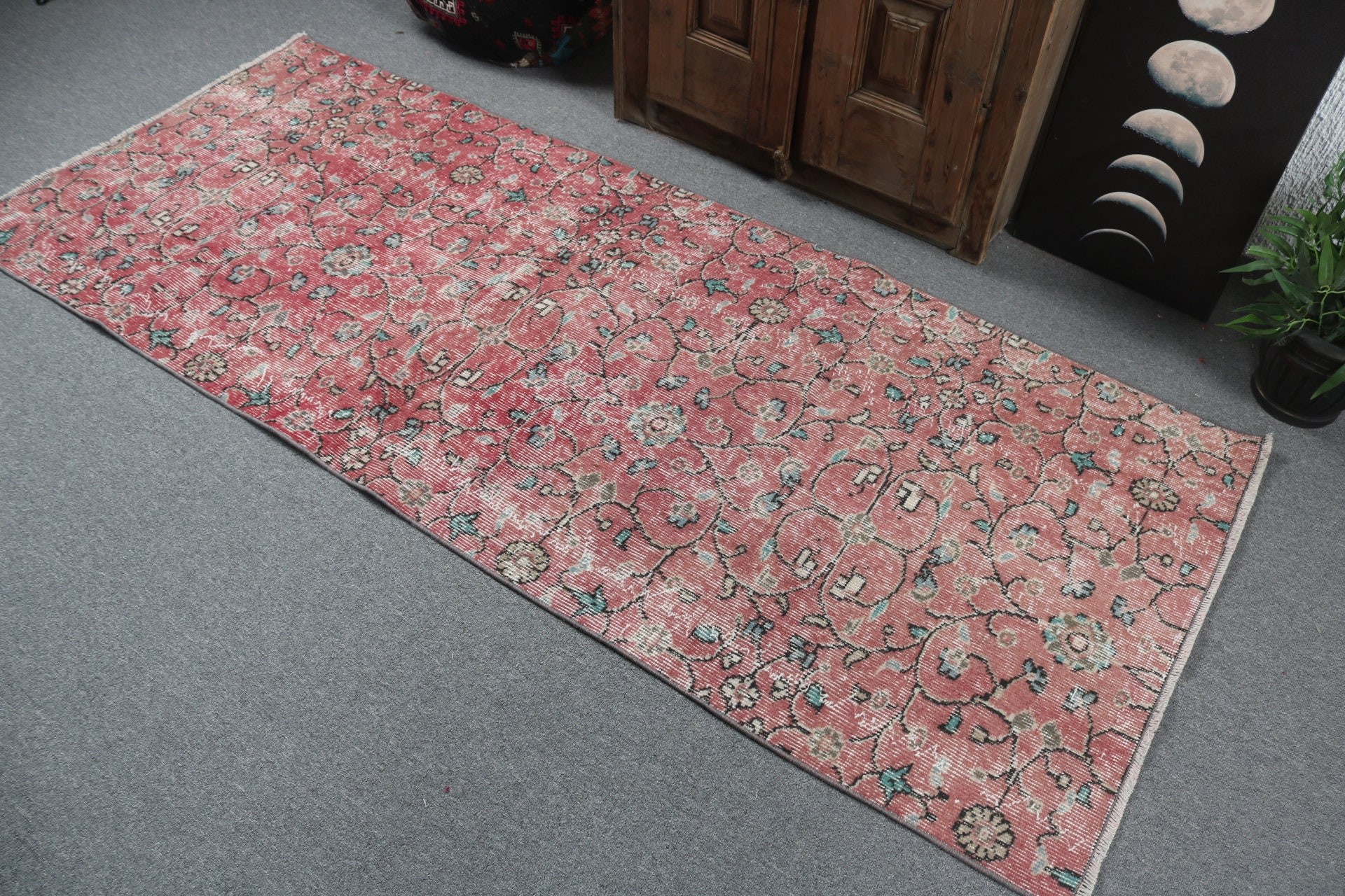 3.1x7.5 ft Aksan Halı, Vintage Halılar, Kırmızı Mutfak Halıları, Türk Halısı, Dekoratif Halı, Boho Halıları, Çocuk Halıları, Boho Vurgu Halıları