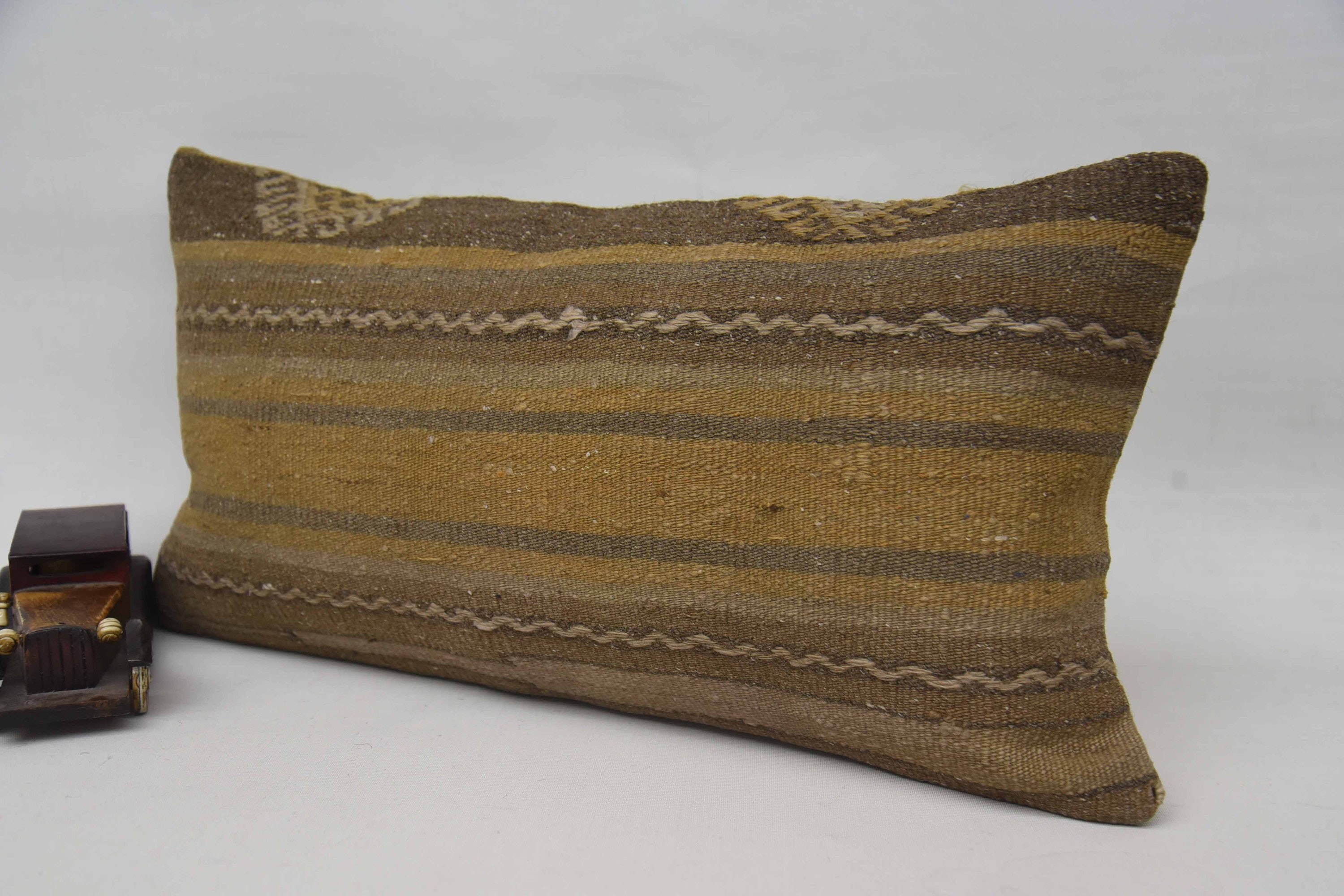 Oriental Pillow, Kilim Pillow Cover, Boho Pillow Sham Cover, Handwoven Cushion Case, 12"x24" Beige Cushion Case, Boho Pillow