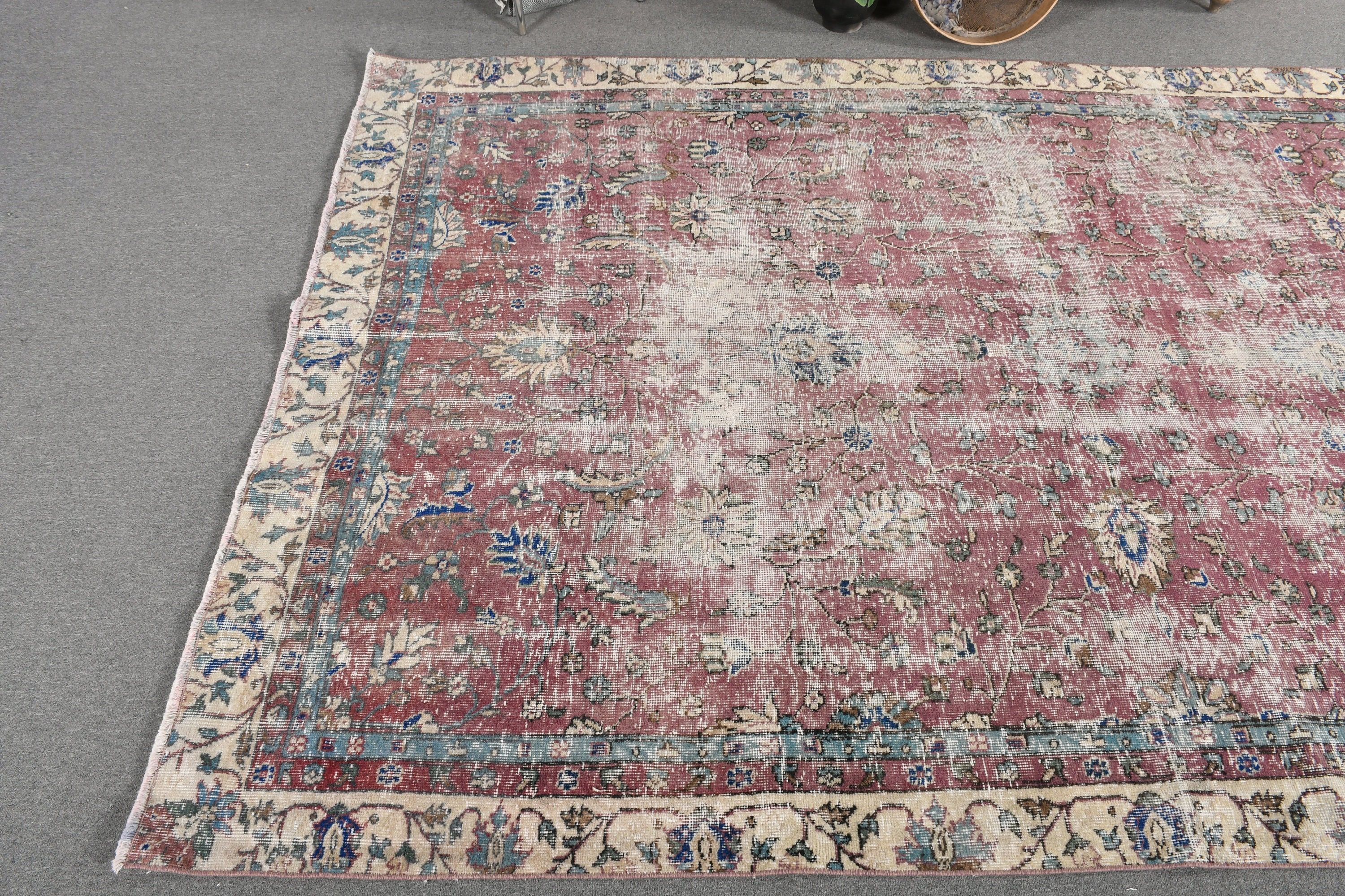 Türk Halısı, Mor Fas Halısı, Yatak Odası Halısı, Yün Halısı, 6,4x9,5 ft Büyük Halılar, Anadolu Halısı, Vintage Halı, Türkiye Halıları, Yemek Odası Halısı