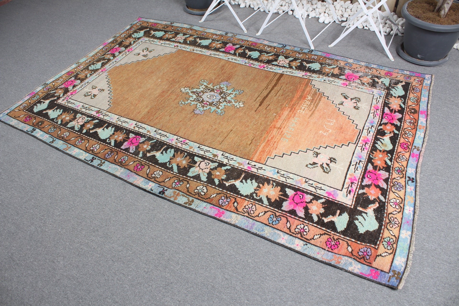 Oturma Odası Halısı, Soğuk Halı, Kahverengi Anadolu Halısı, 4,8x7,7 ft Alan Kilimi, Yatak Odası Halısı, Türk Halısı, Vintage Halılar, Çocuk Halısı, Eskitilmiş Halı