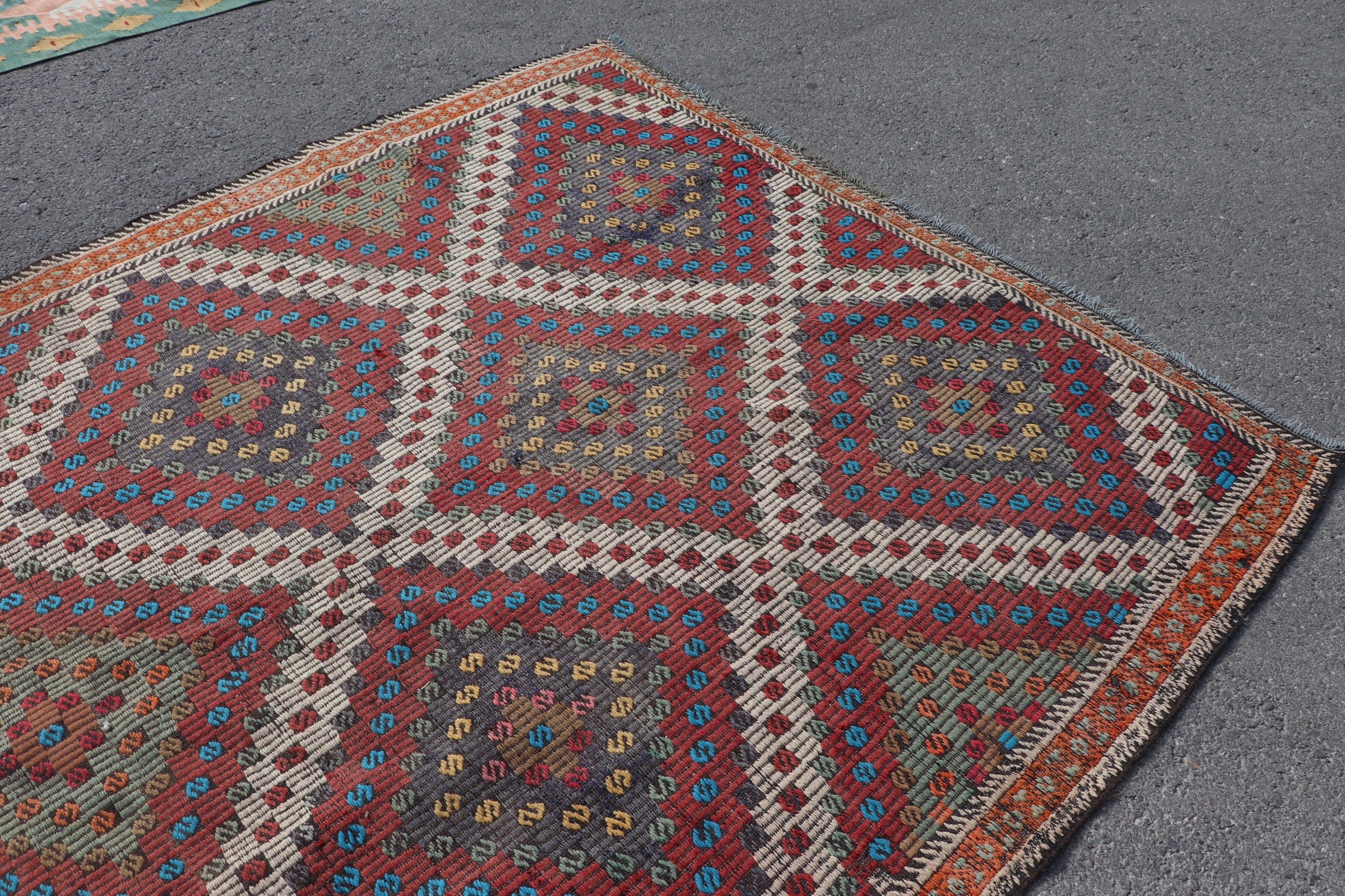 Old Rugs, Bedroom Rug, 5.9x10.3 ft Large Rug, Moroccan Rug, Vintage Rug, Oushak Rug, Living Room Rug, Turkish Rug, Red Wool Rugs, Kilim