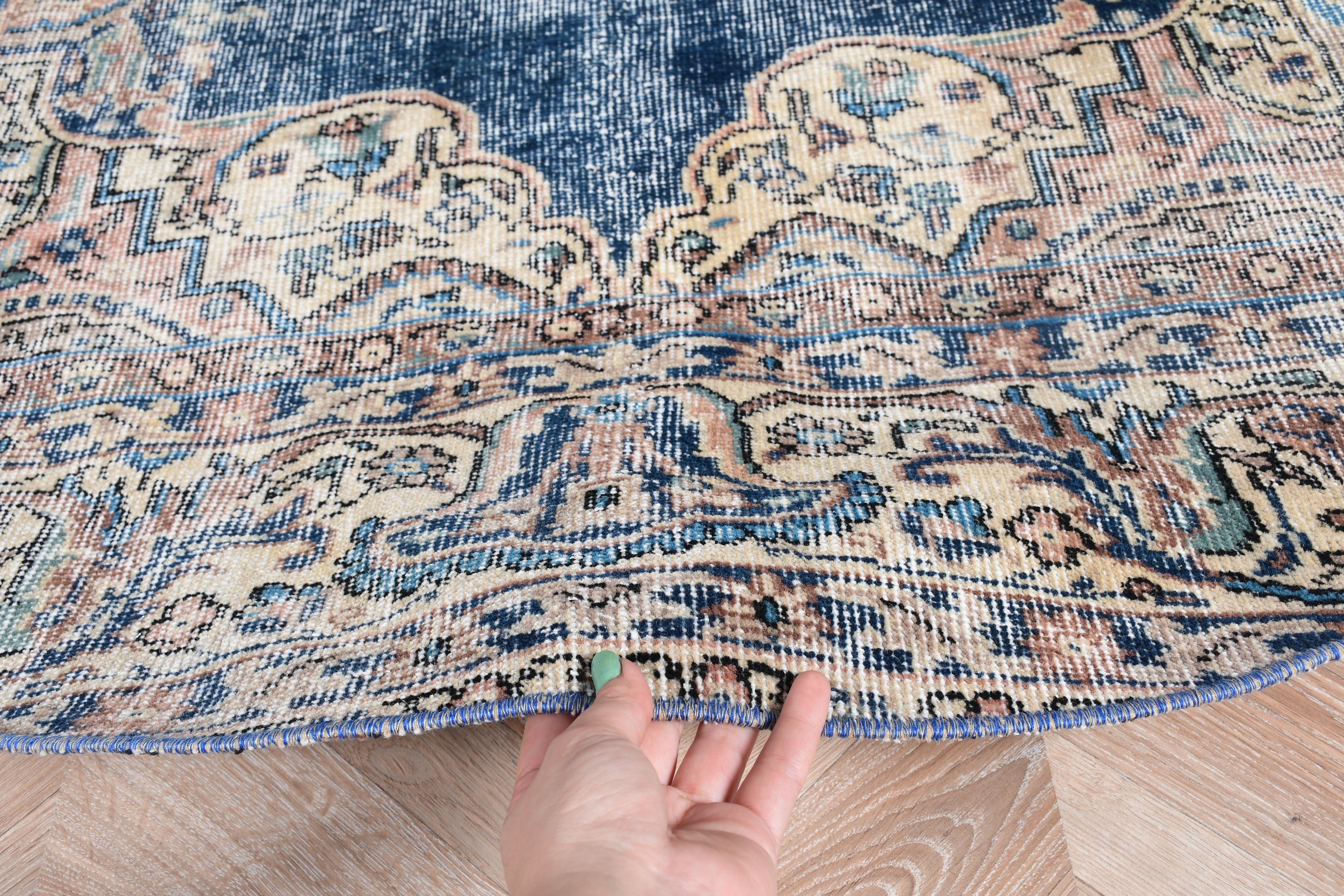 Bedroom Rug, Rugs for Bedroom, Kitchen Rugs, Vintage Rug, Antique Rug, Turkish Rug, 3.8x3.8 ft Small Rug, Bathroom Rugs, Blue Wool Rug