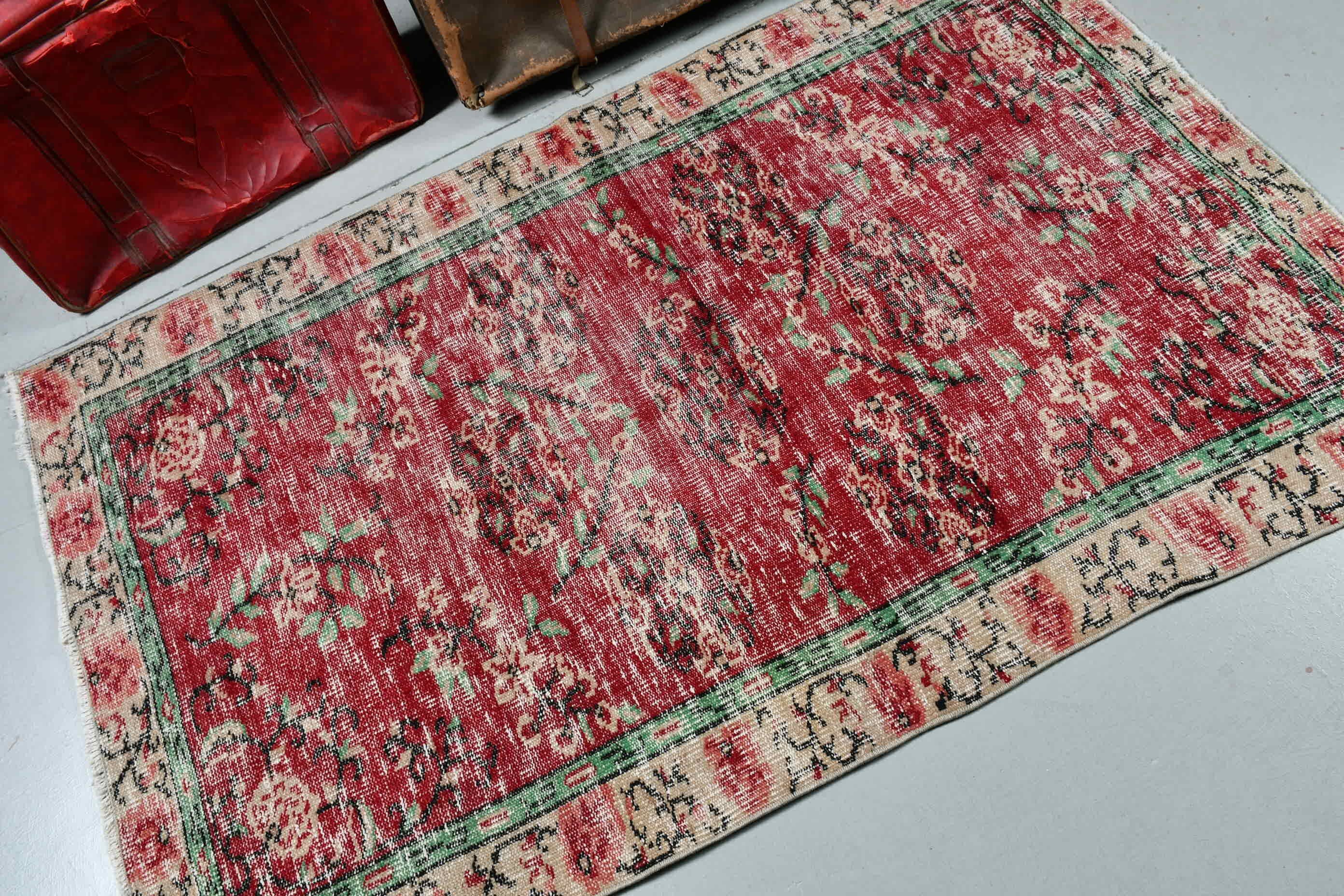 Cool Rug, Red Moroccan Rug, Rugs for Bedroom, Vintage Rug, Turkish Rug, Nursery Rug, 3.5x5.6 ft Accent Rug, Moroccan Rug, Bedroom Rug