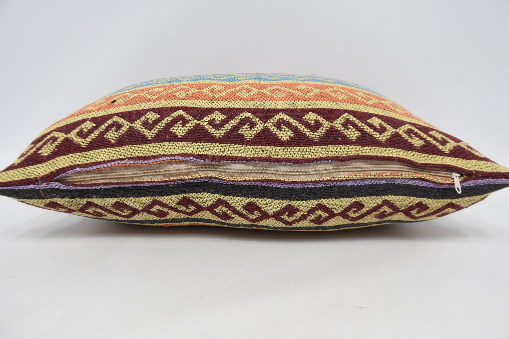 16"x24" Yellow Pillow Sham, Farmhouse Cushion Case, Handmade Kilim Cushion, Cotton Pillow, Vintage Kilim Pillow, Kilim Pillow