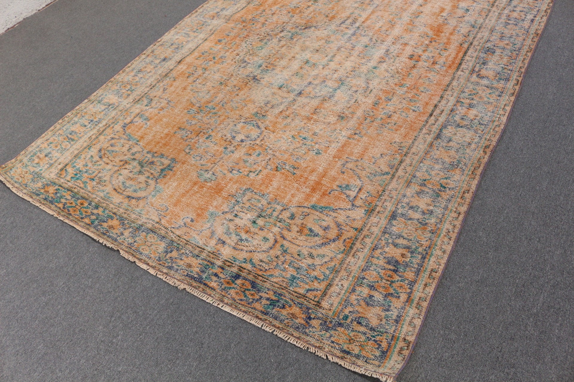 Oushak Rugs, Turkish Rug, Living Room Rug, Orange Anatolian Rug, Dining Room Rug, Cute Rug, 5.9x8.8 ft Large Rug, Vintage Rug