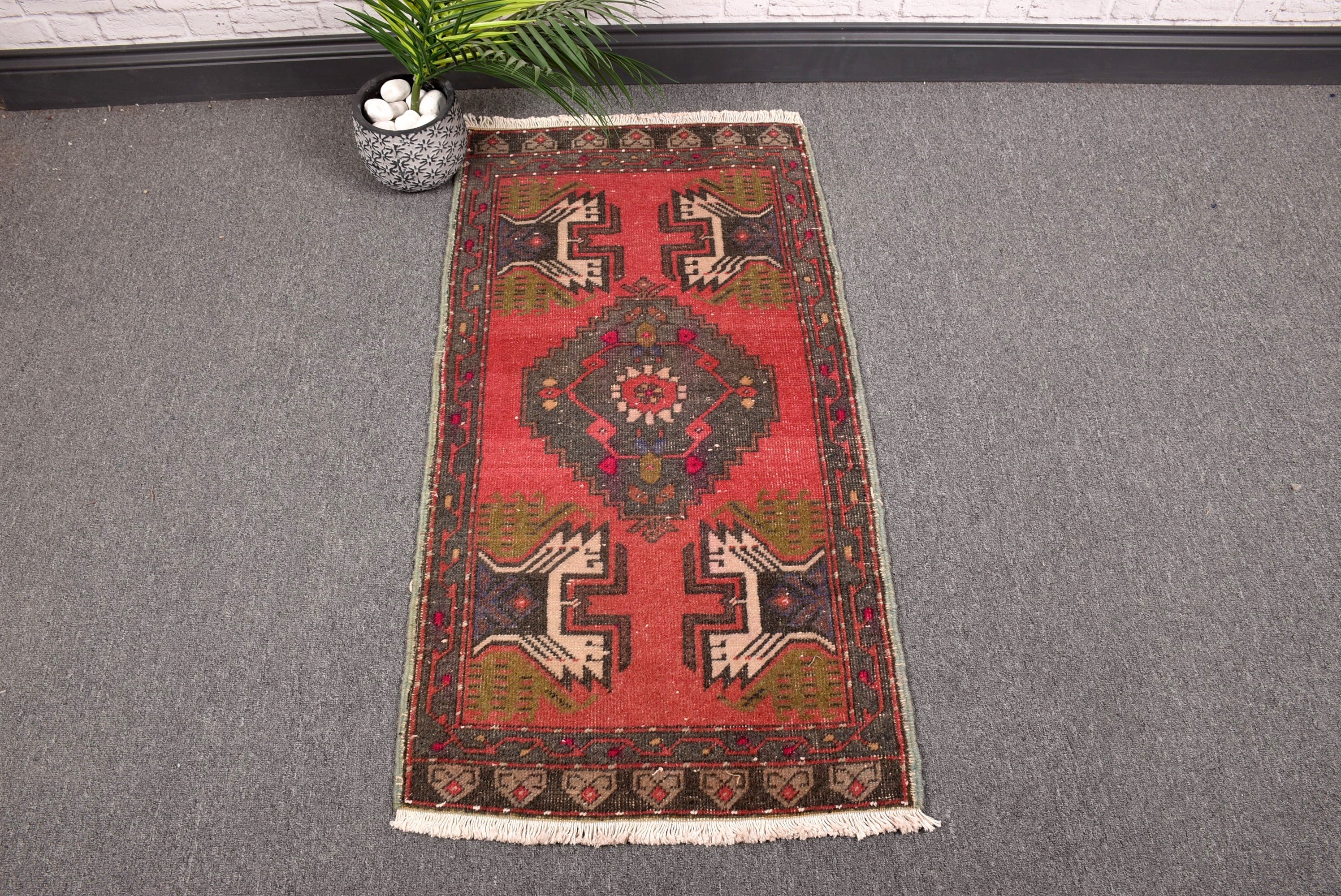 Banyo Halıları, Ev Dekorasyonu Halısı, 1.8x3.4 ft Küçük Halı, El Dokuma Halılar, Lüks Halılar, Pembe Yer Halısı, Türk Halısı, Küçük Boho Halıları, Vintage Halı