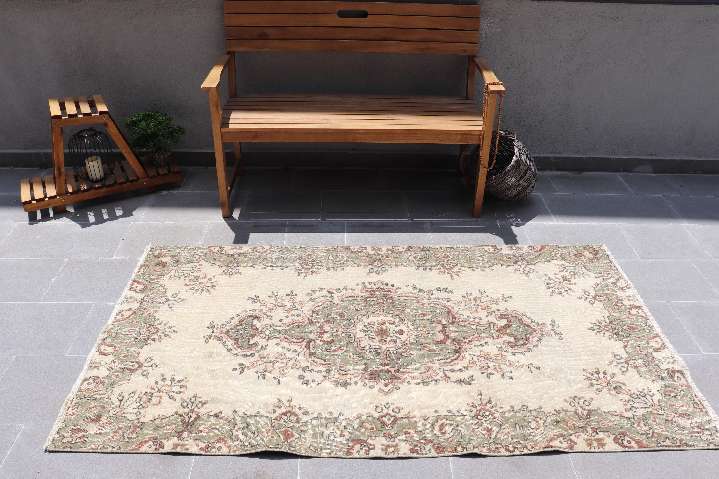 Wool Rugs, Cool Rug, Turkish Rug, Rugs for Dining Room, Vintage Rugs, 3.6x6.7 ft Area Rug, Turkey Rug, Kitchen Rug, Beige Bedroom Rug