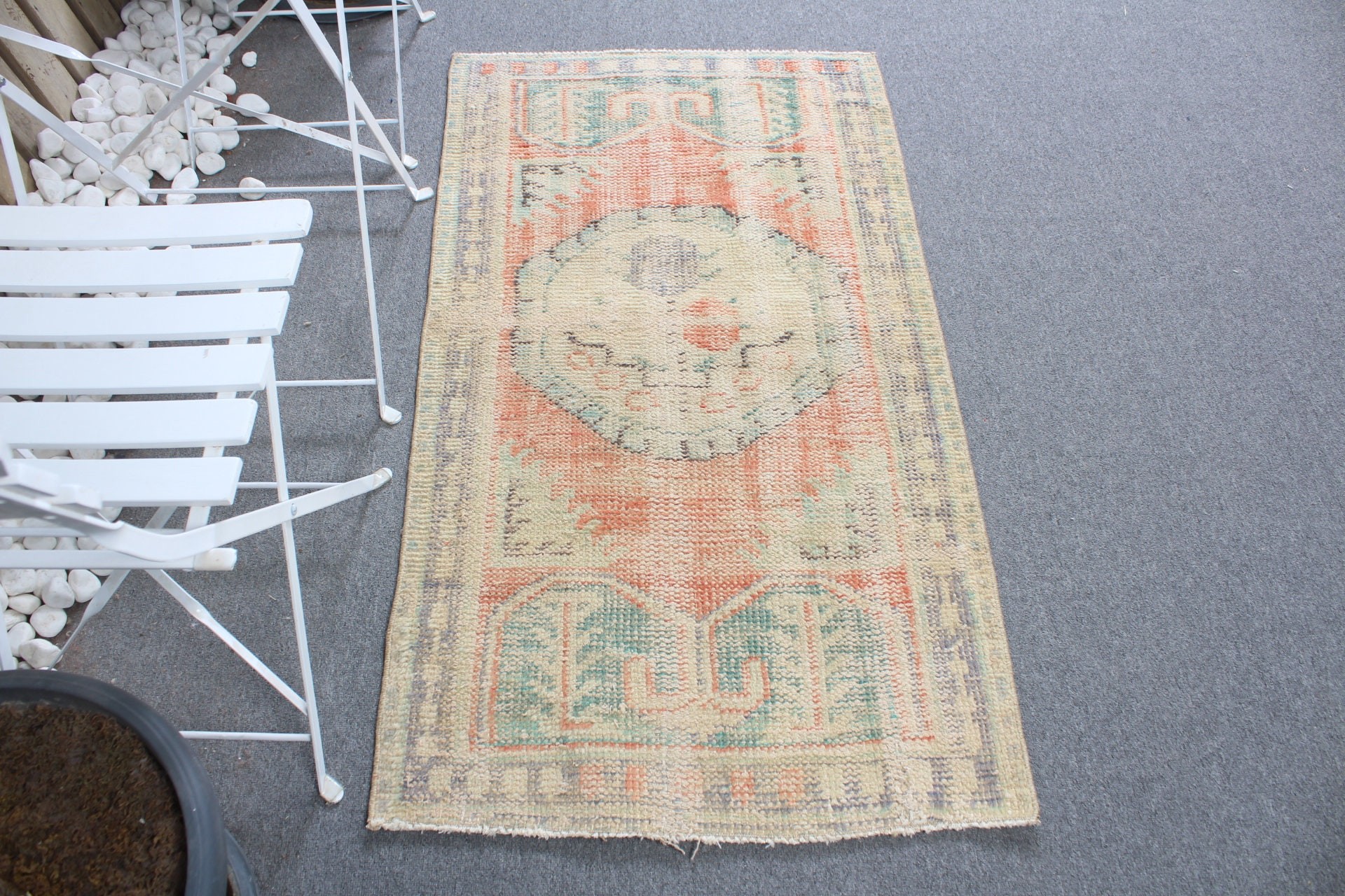 Turkish Rug, Bedroom Rugs, Kitchen Rug, Vintage Rug, Nursery Rug, 2.5x4.5 ft Small Rug, Rugs for Car Mat, Orange Wool Rug, Antique Rug