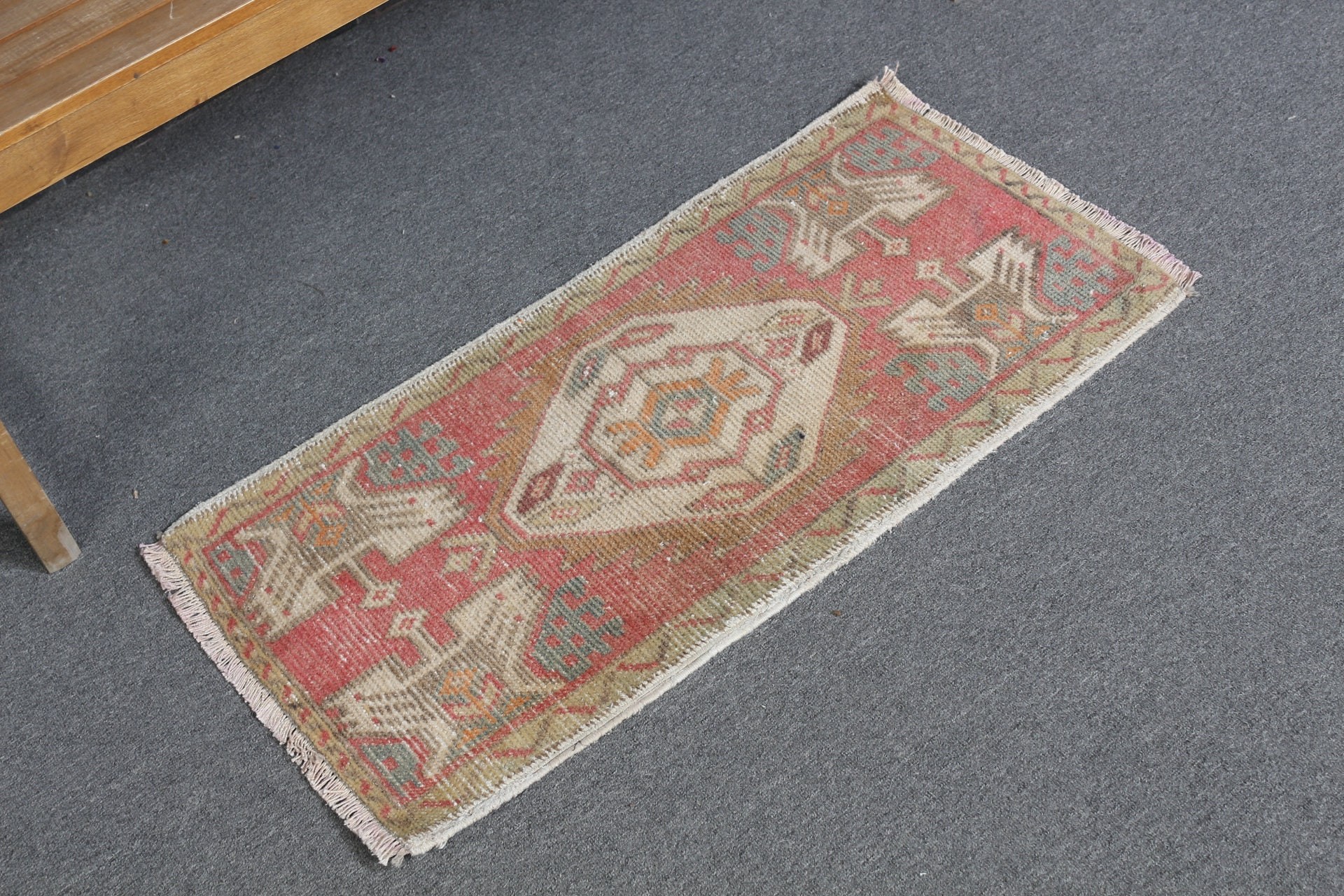 Bath Rugs, 1.5x3.1 ft Small Rug, Turkish Rug, Bedroom Rug, Vintage Rug, Rugs for Entry, Door Mat Rugs, Red Oriental Rug, Art Rug, Wool Rugs