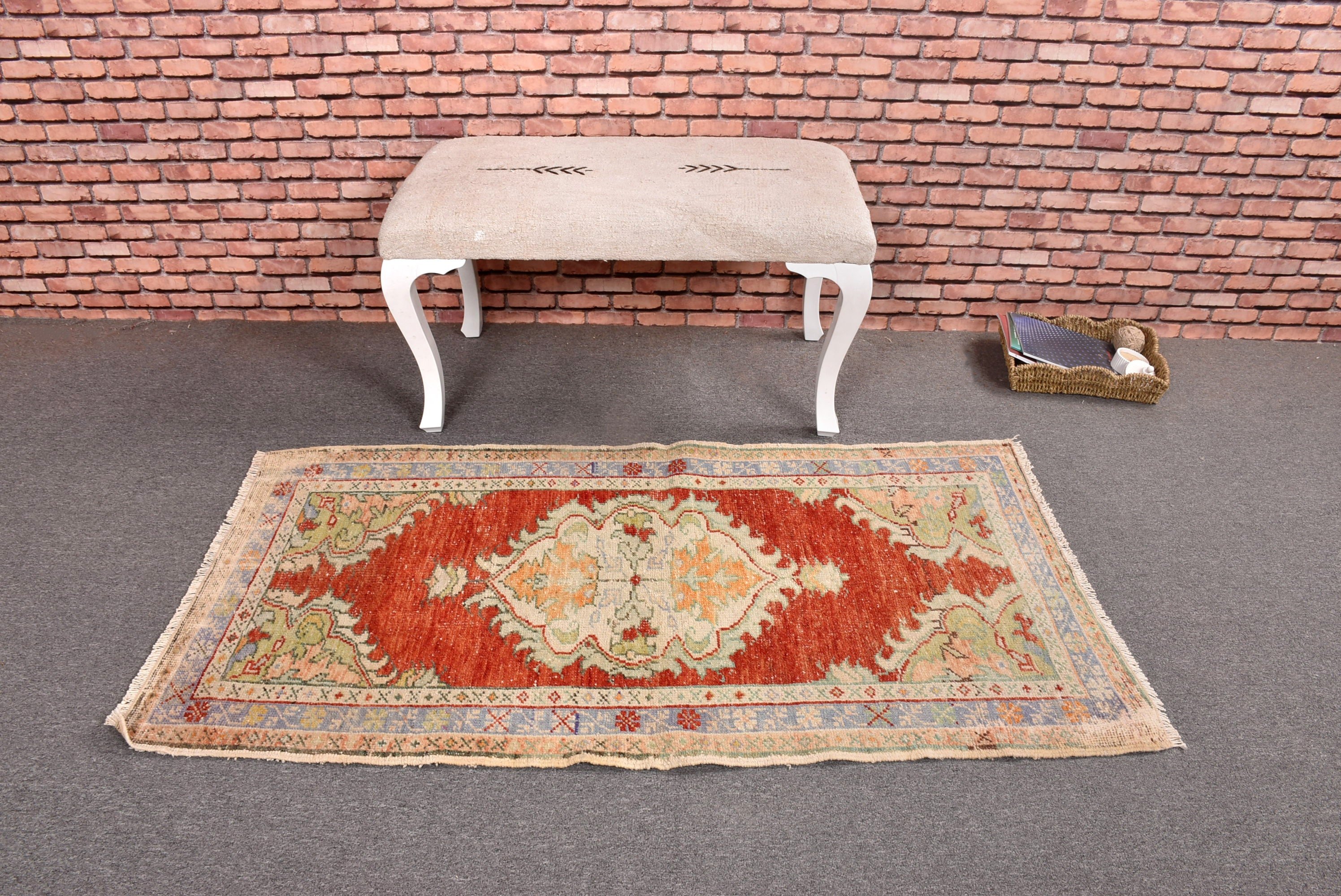 Boho Halılar, Küçük Boho Halı, Türk Halısı, Sanatsal Halılar, Küçük Alan Halısı, 2,7x5 ft Küçük Halılar, Yatak Odası Halısı, Yeşil Nötr Halı, Vintage Halılar