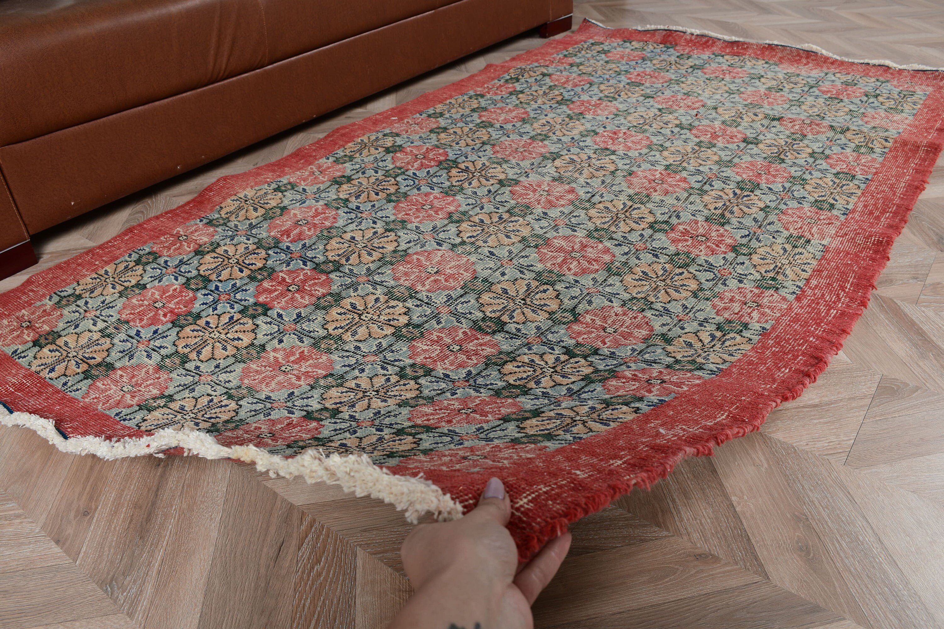 Vintage Rug, Floor Rug, Oriental Rug, Rugs for Bedroom, Bedroom Rugs, Turkish Rug, Vintage Decor Rug, 3.8x6.8 ft Area Rug, Red Antique Rug