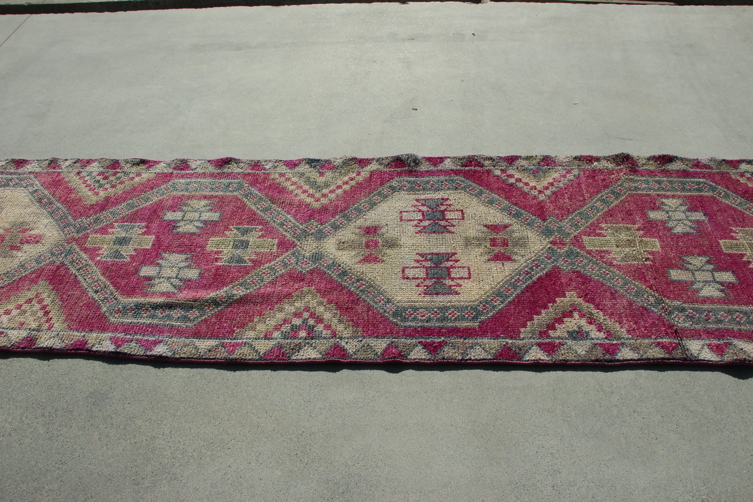 Vintage Rugs, Pink Handwoven Rugs, Organic Rugs, Turkish Rugs, Beni Ourain Runner Rug, 2.7x13.3 ft Runner Rugs, Handwoven Rug, Cool Rugs