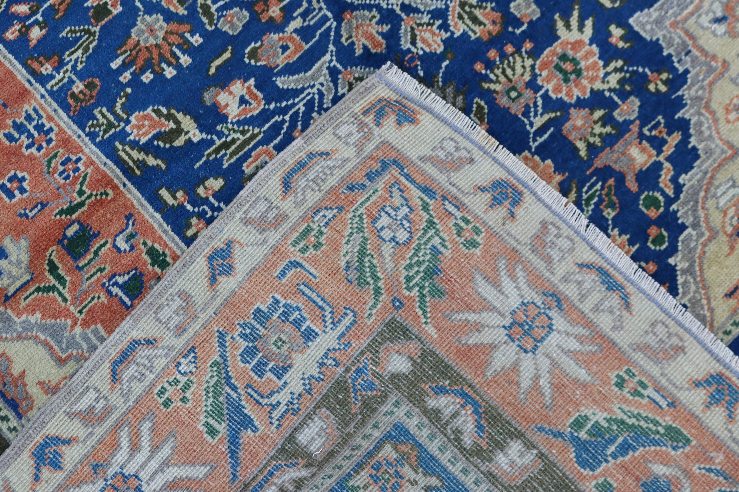 Türk Halısı, Oturma Odası Halısı, Egzotik Halı, 5.1x11.3 ft Büyük Halı, Mavi Anadolu Halısı, Vintage Halı, Oushak Halıları, Yatak Odası Halıları, Geometrik Halılar