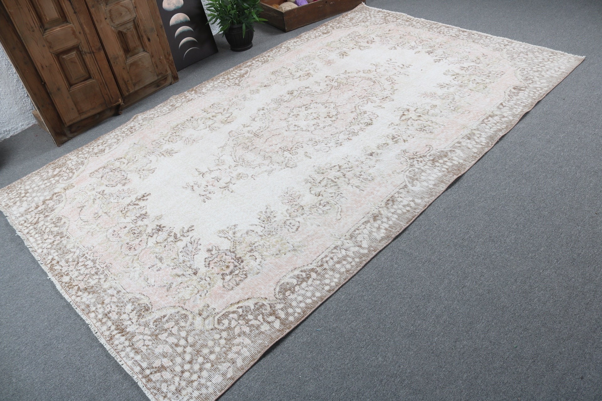 Wool Rugs, 5.7x9.3 ft Large Rugs, Vintage Rugs, Handwoven Rug, Dining Room Rug, Beige Moroccan Rugs, Turkish Rug, Flatweave Rug, Salon Rugs