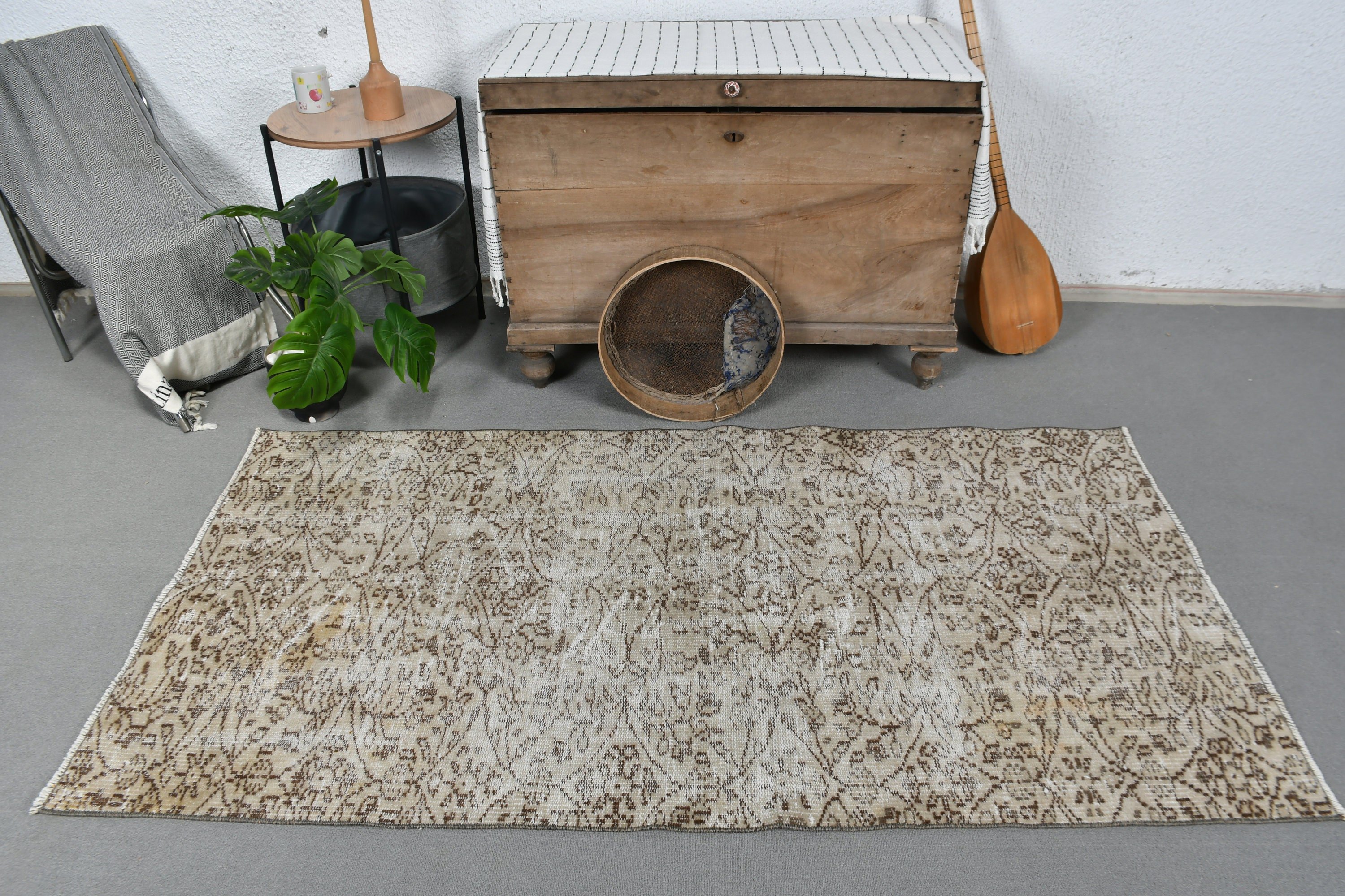 Moroccan Rugs, Turkish Rug, Vintage Rug, Bedroom Rugs, Cute Rug, Kitchen Rug, Beige Anatolian Rugs, Rugs for Kitchen, 3.4x6.4 ft Accent Rug