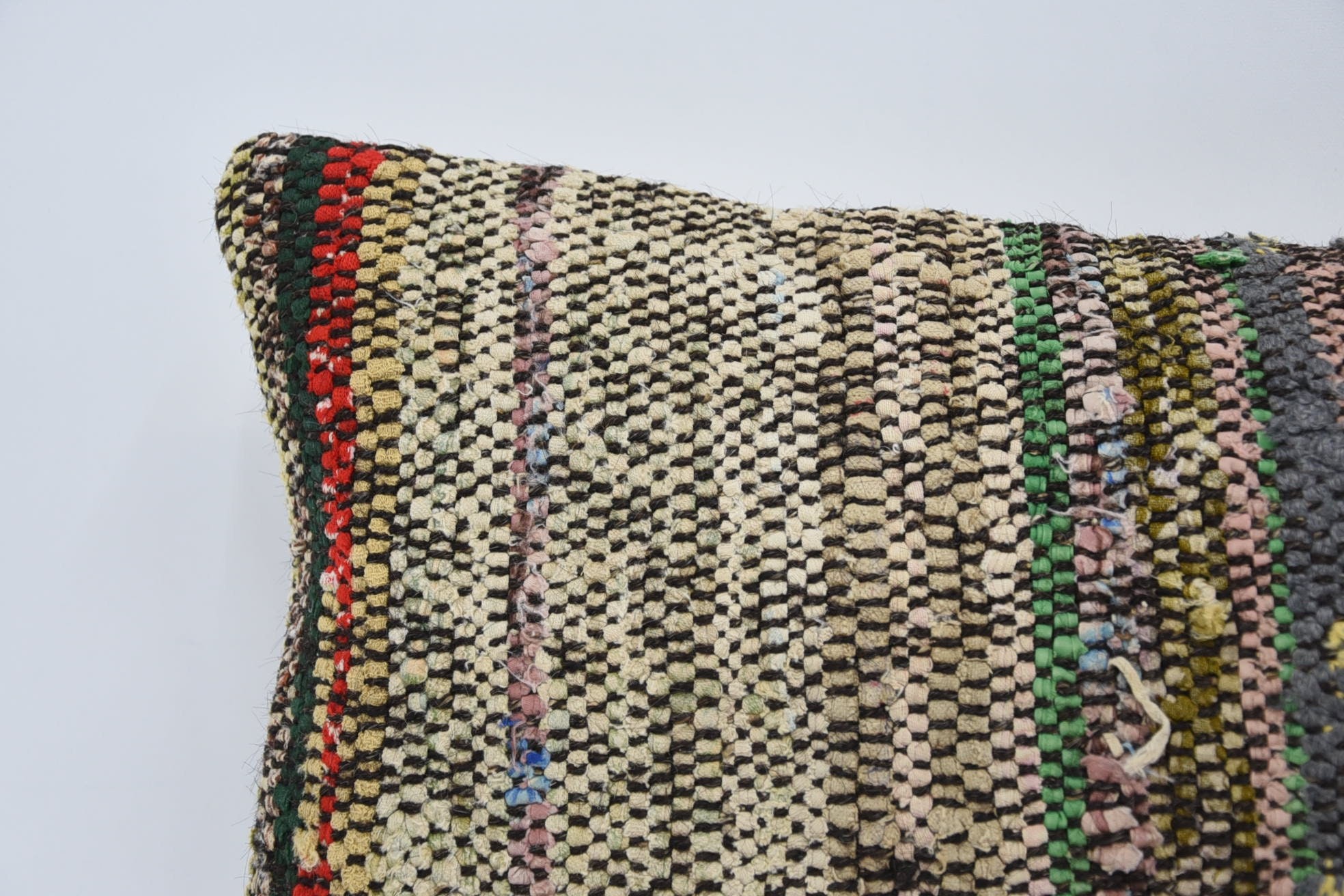 Sofa Pillow Cover, Vintage Throw Cushion Case, Kilim Pillow, Pillow for Sofa, Gift Pillow, 12"x24" Green Cushion, Vintage Throw Cushion