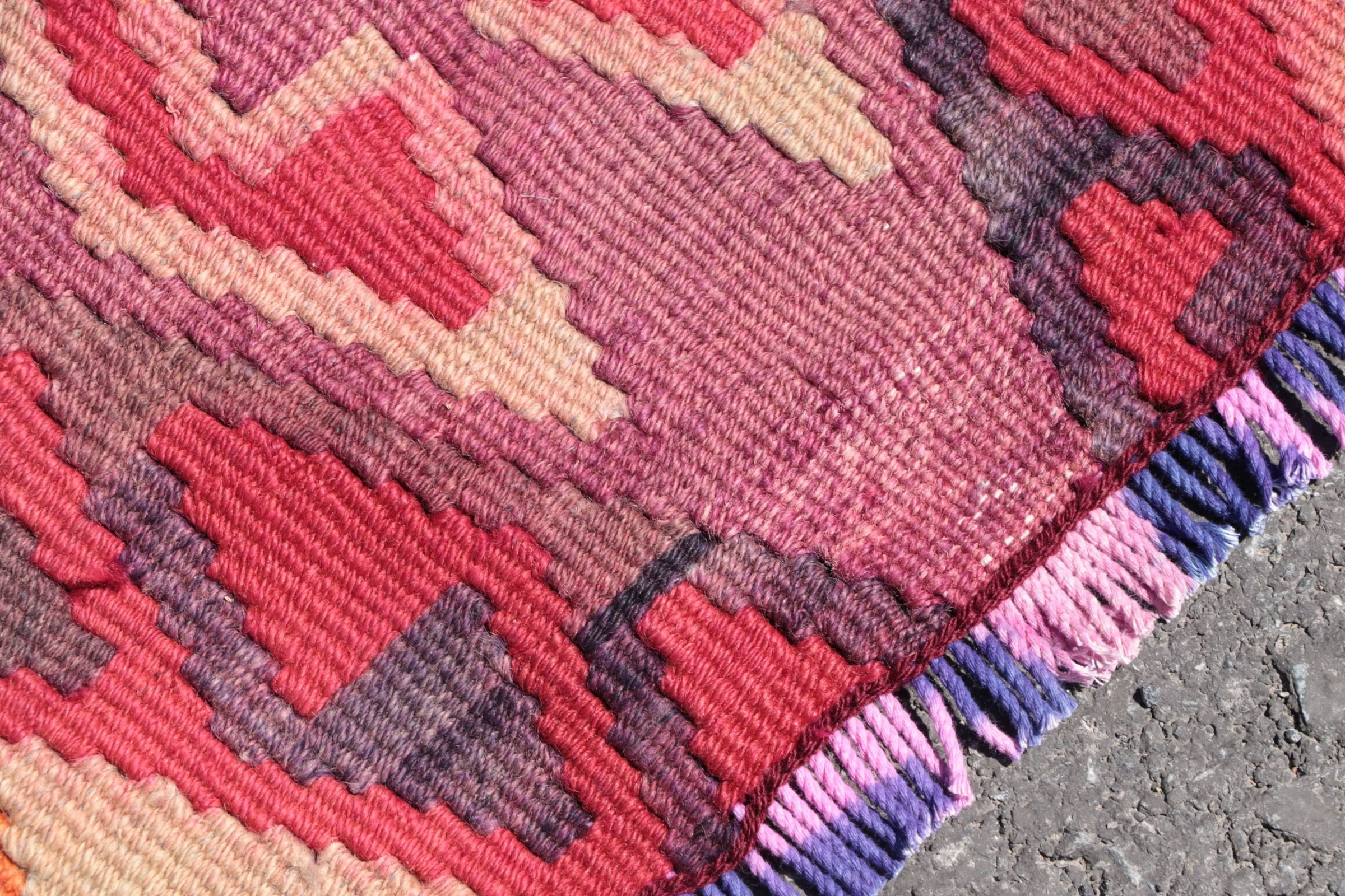 Rugs for Corridor, Kitchen Rugs, Turkish Rug, Pink Antique Rugs, Vintage Rugs, Corridor Rug, 3x11.5 ft Runner Rug, Antique Rug, Floor Rug