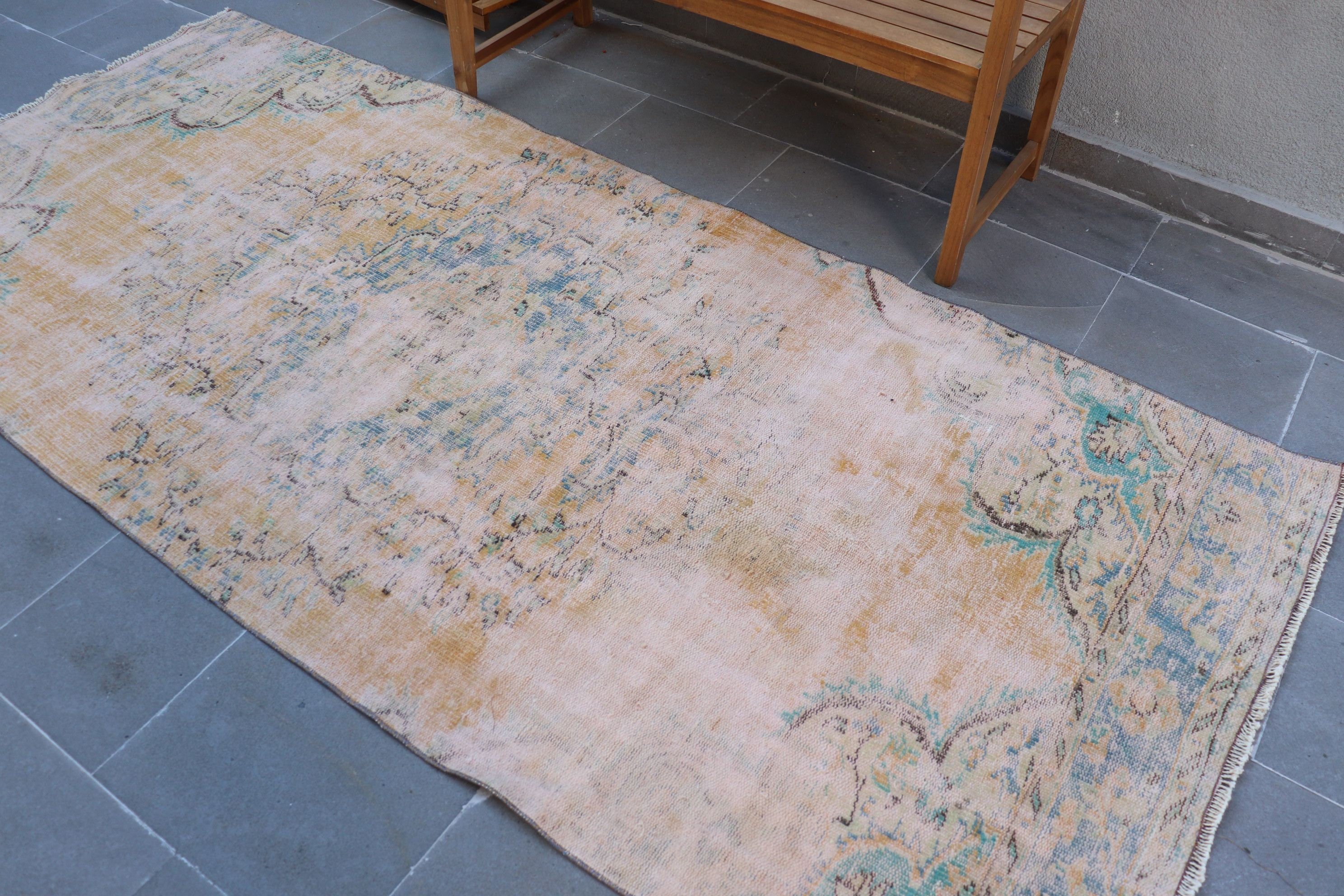 Oriental Rug, Turkish Rugs, Vintage Rugs, Oushak Rugs, Dorm Rug, 4.1x9.2 ft Area Rug, Dining Room Rugs, Orange Oriental Rug, Rugs for Floor