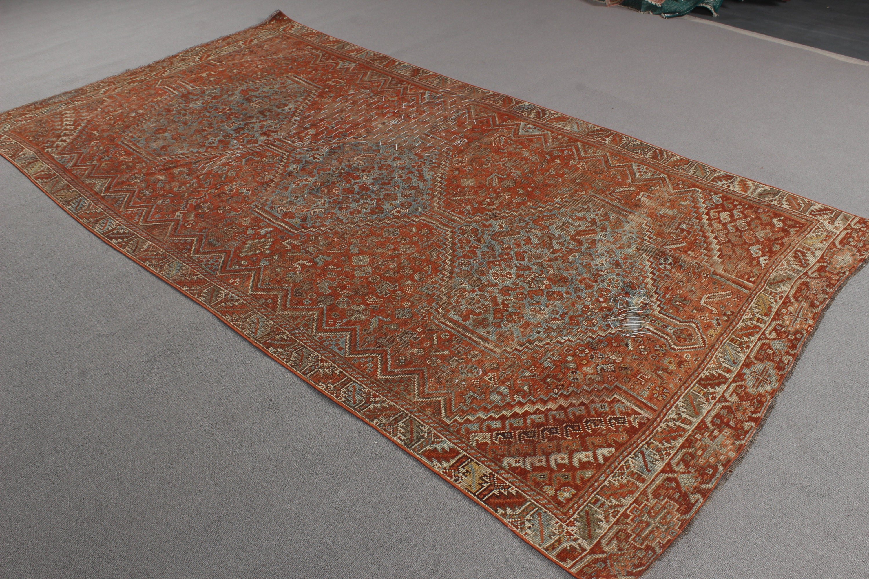 5.1x9.2 ft Büyük Halı, Salon Halıları, Türk Halısı, Kırmızı Yer Halıları, Vintage Halılar, Boho Halıları, Yemek Odası Halısı, Oturma Odası Halısı, Oushak Halıları