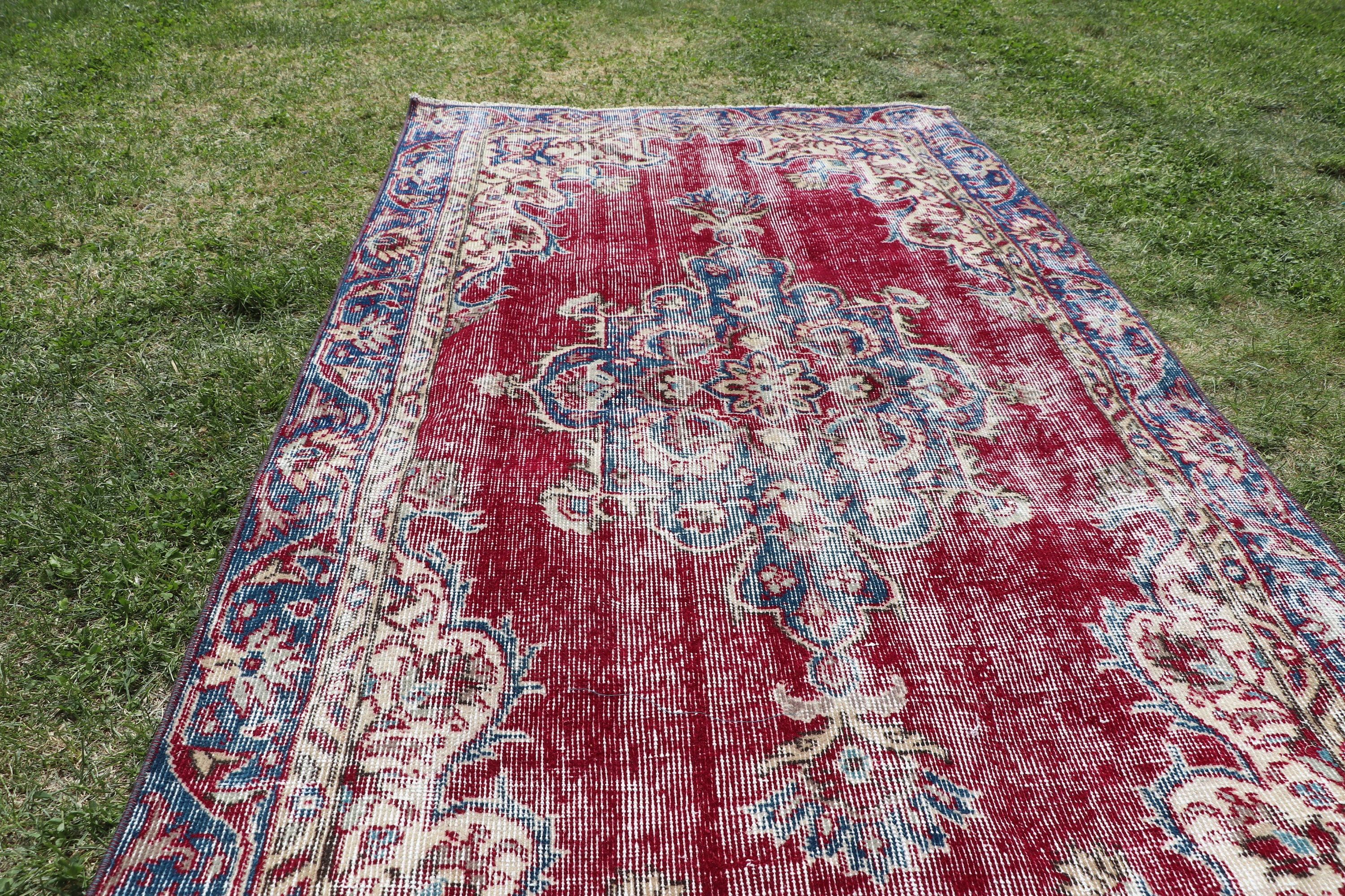 Decorative Rugs, Vintage Rugs, Turkish Rugs, Tribal Rug, Wool Rugs, 3.3x6.4 ft Accent Rugs, Red Moroccan Rug, Moroccan Rug, Bedroom Rugs