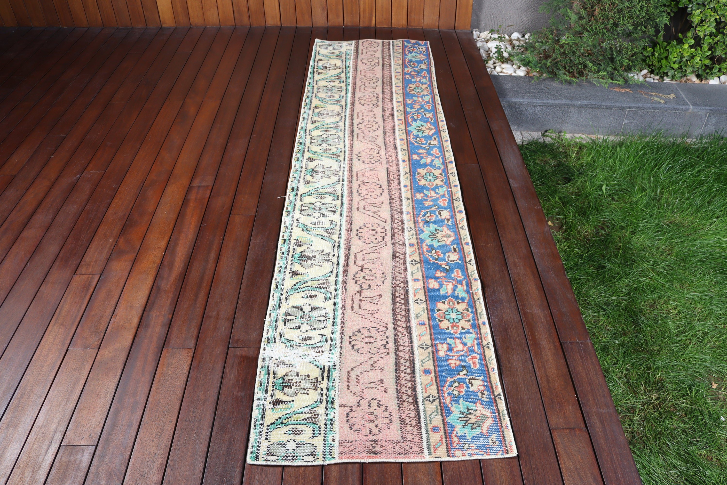 Türk Halıları, Vintage Runner Halıları, Vintage Halılar, Mavi Mutfak Halısı, Oushak Halıları, Vintage Runner Halıları, 2.1x8.3 ft Runner Halısı, Yer Halısı