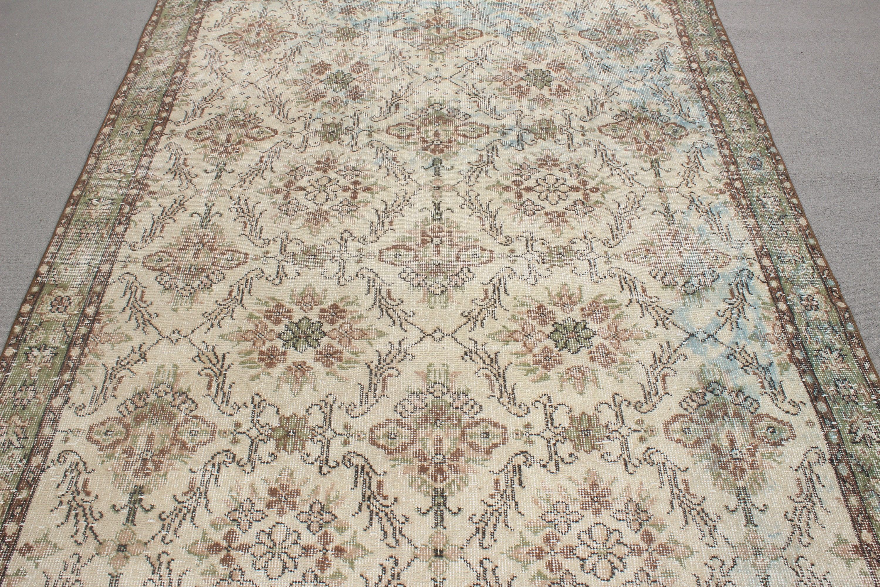 Türk Halıları, Oturma Odası Halısı, Vintage Halılar, Oryantal Halı, 5.5x8.9 ft Büyük Halı, Modern Halı, Büyük Oushak Halı, Bej Ev Dekor Halıları