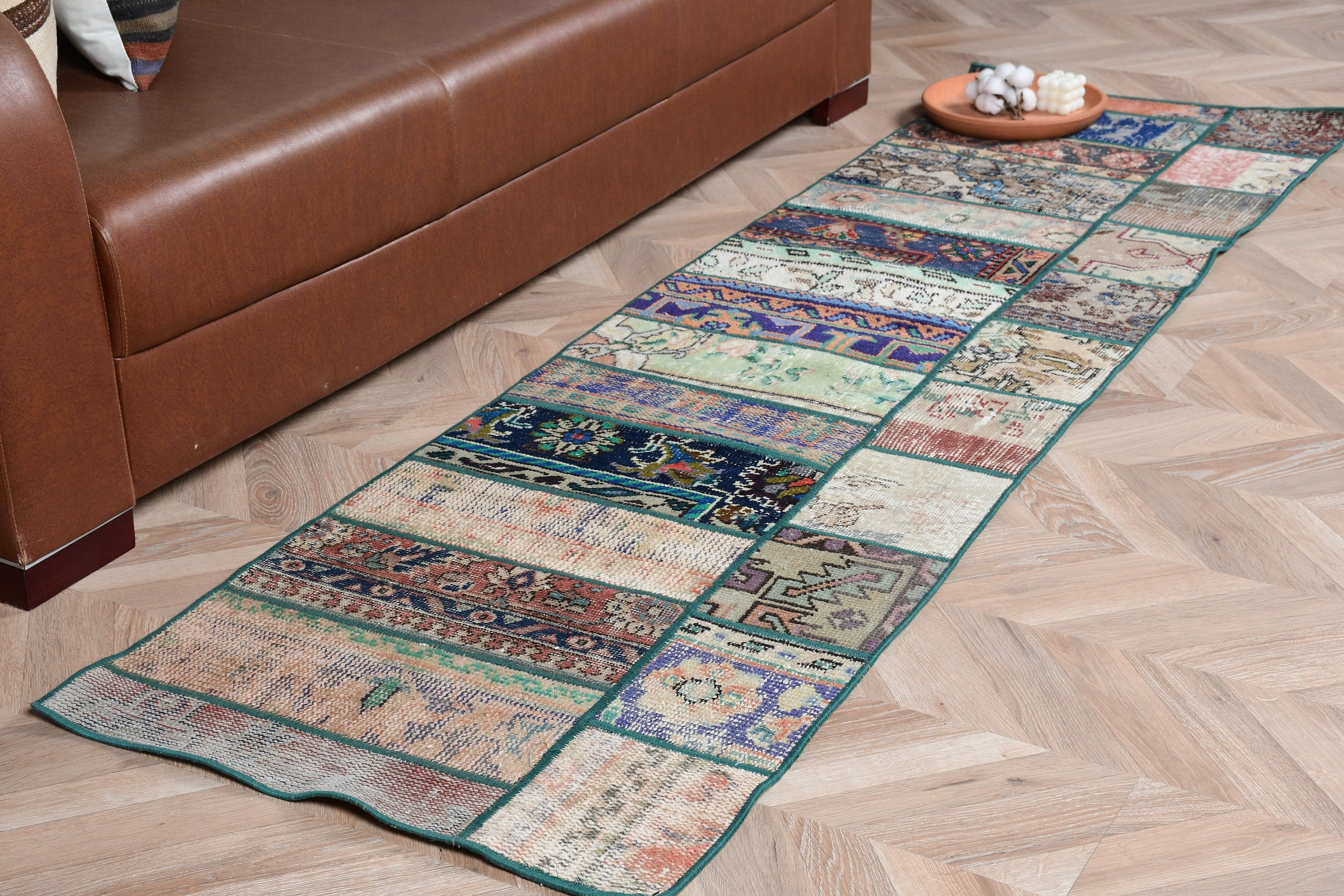 Corridor Rugs, Oushak Rug, Ethnic Rugs, Rugs for Runner, Floor Rugs, Green Cool Rug, 2.1x7.5 ft Runner Rugs, Vintage Rugs, Turkish Rugs