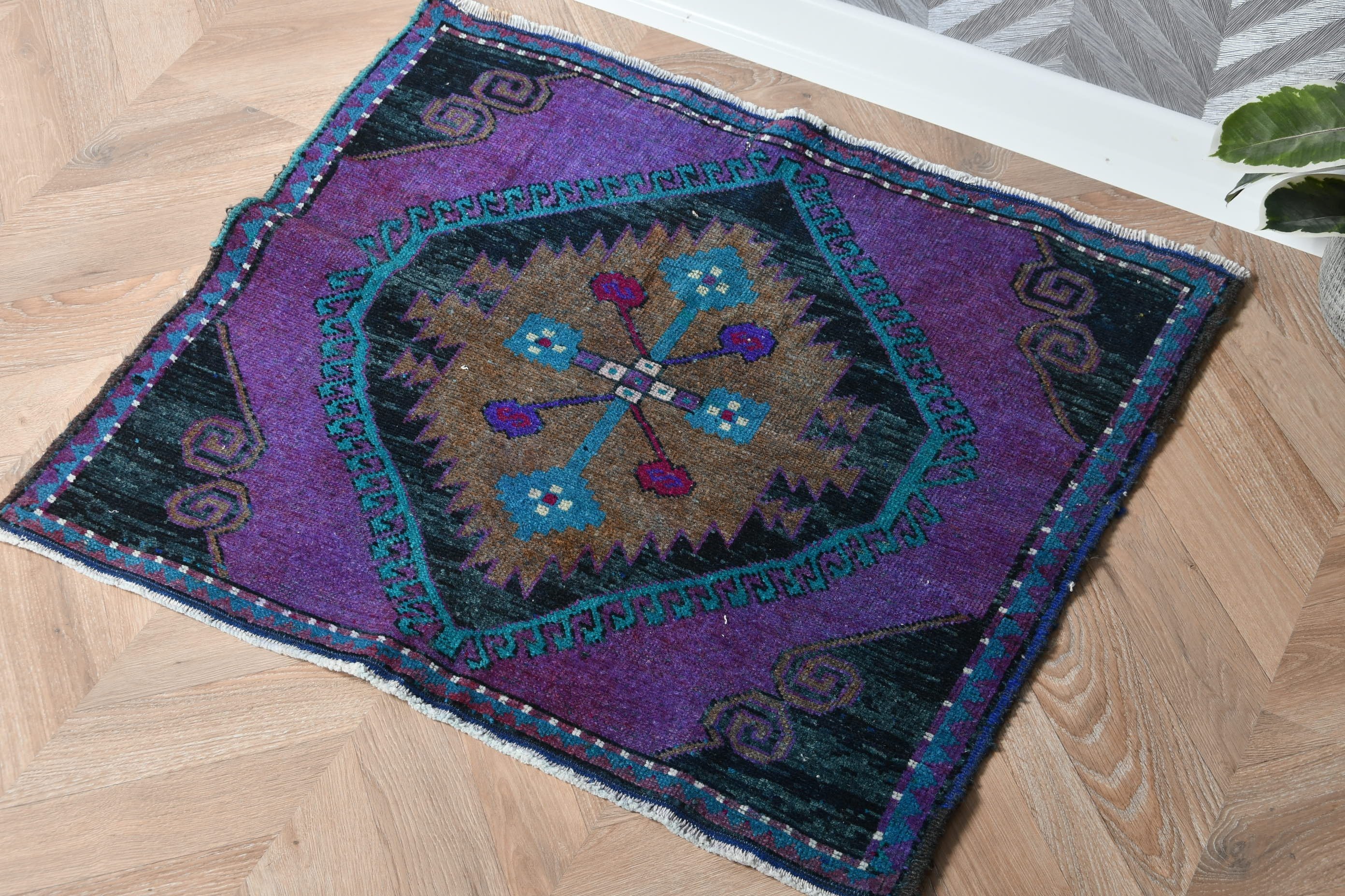 Purple Cool Rug, Vintage Rug, Decorative Rug, 2.3x2.6 ft Small Rugs, Home Decor Rug, Turkish Rugs, Nursery Rug, Bathroom Rug, Floor Rugs