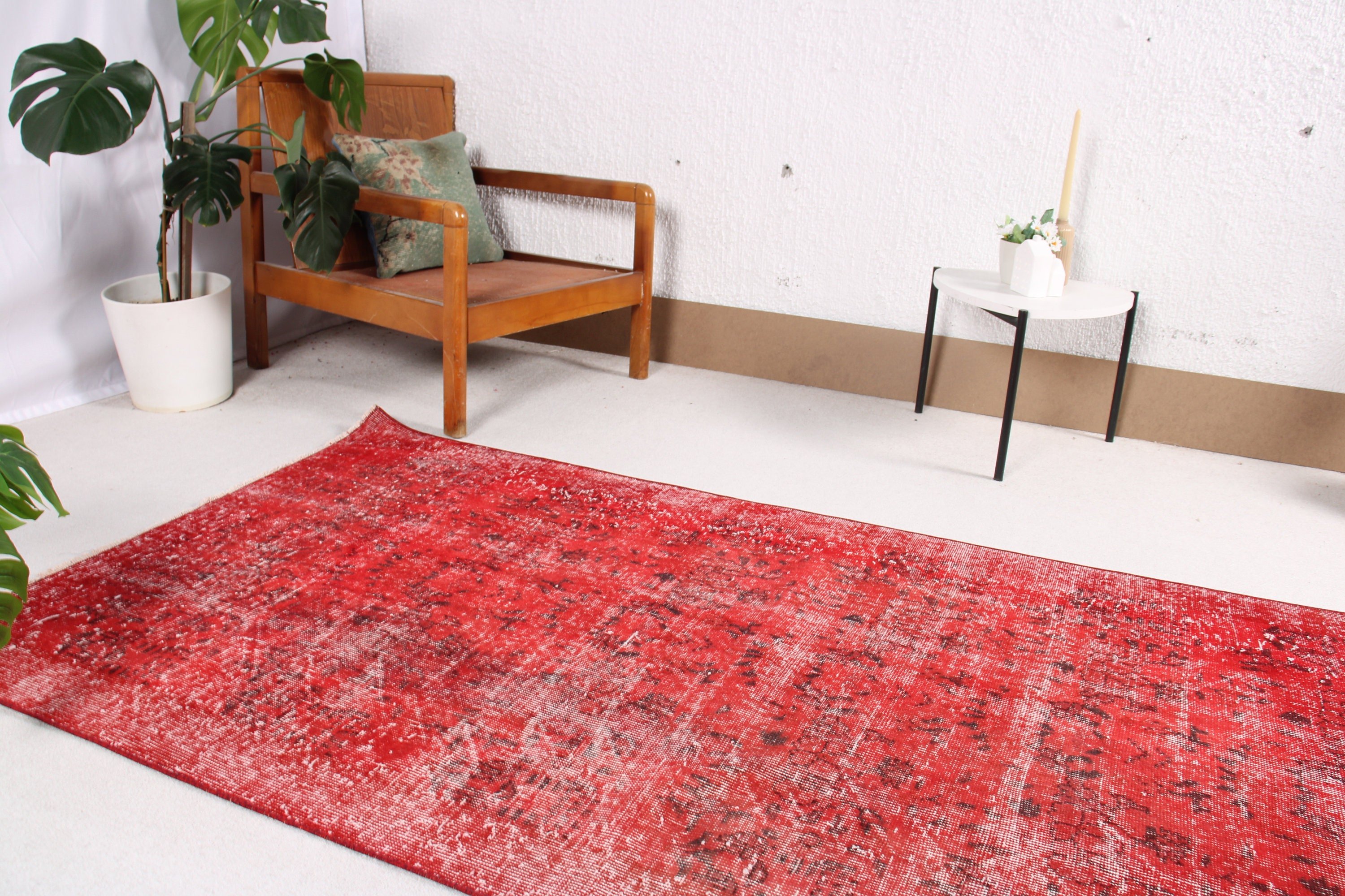 Wool Rugs, Tribal Rug, Flatweave Rugs, Kitchen Rug, Turkish Rug, Red Neutral Rug, Rugs for Vintage Area, Vintage Rug, 3.7x6.7 ft Area Rug