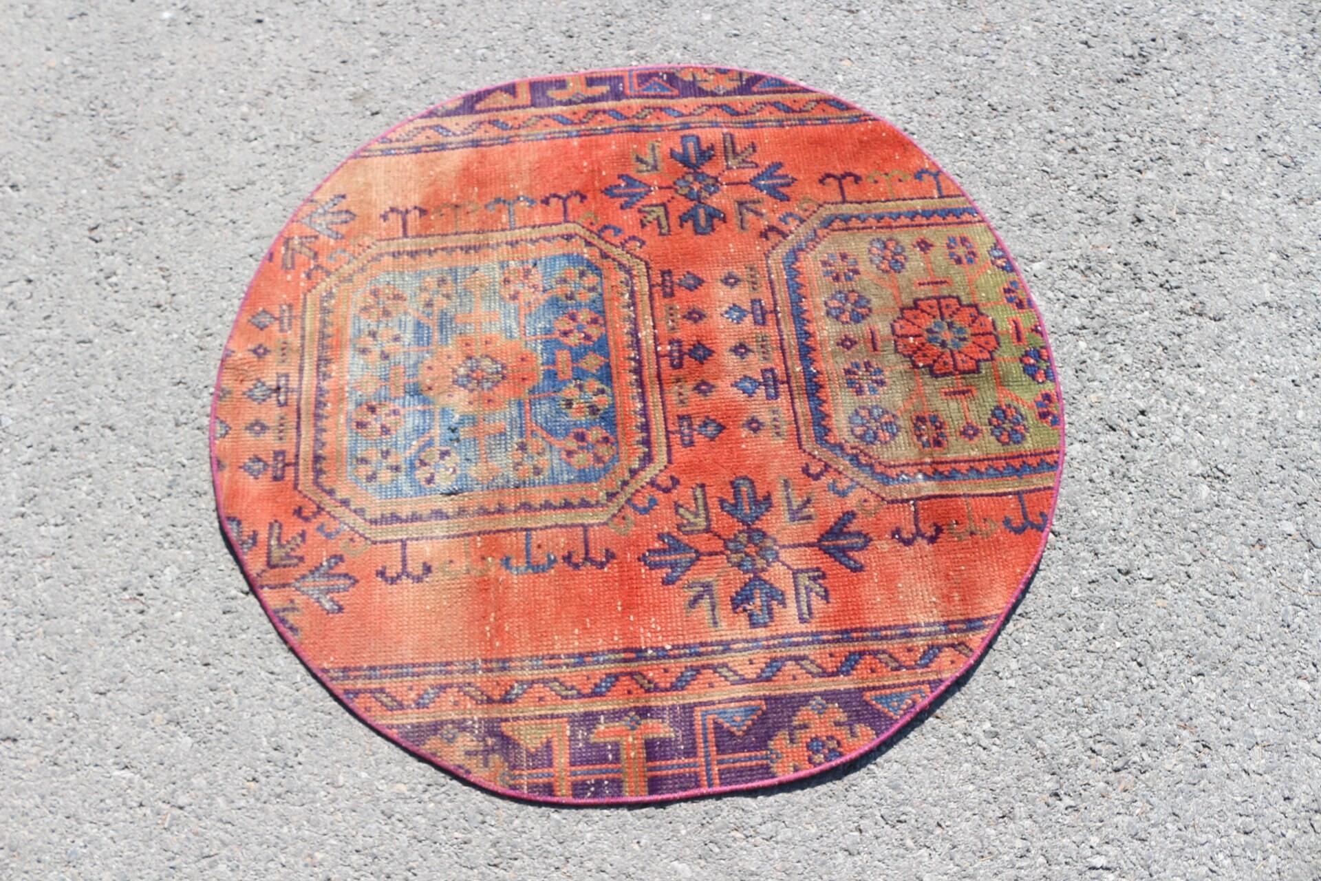 Vintage Halı, 3.3x3.3 ft Küçük Halı, Kırmızı Yatak Odası Halısı, Paspas Halıları, Türk Halısı, Pastel Halılar, Mutfak Halıları, Oushak Halısı, Çocuk Halıları