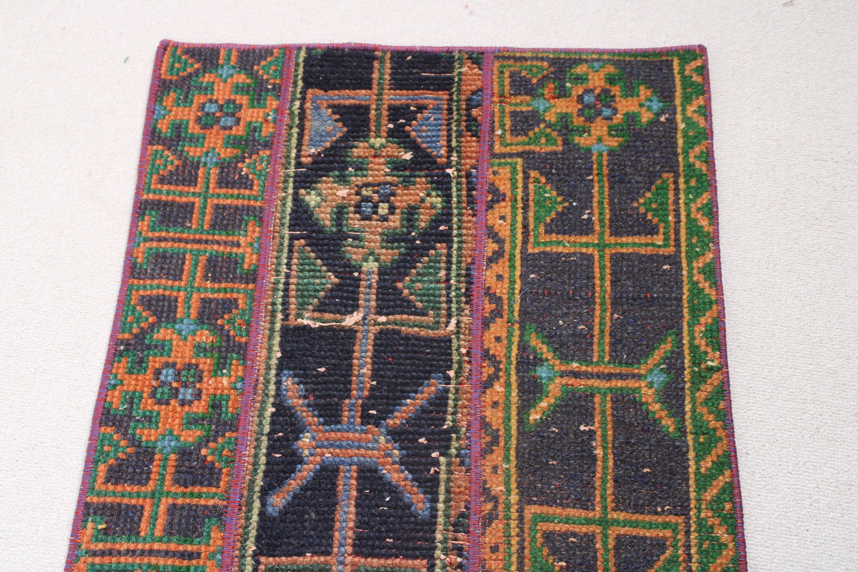 Yatak Odası Halısı, Vintage Halılar, Mavi 1.6x3.2 ft Küçük Halılar, Organik Halılar, Türk Halısı, Yün Halı, Duvara Asılı Halılar, Banyo Halısı